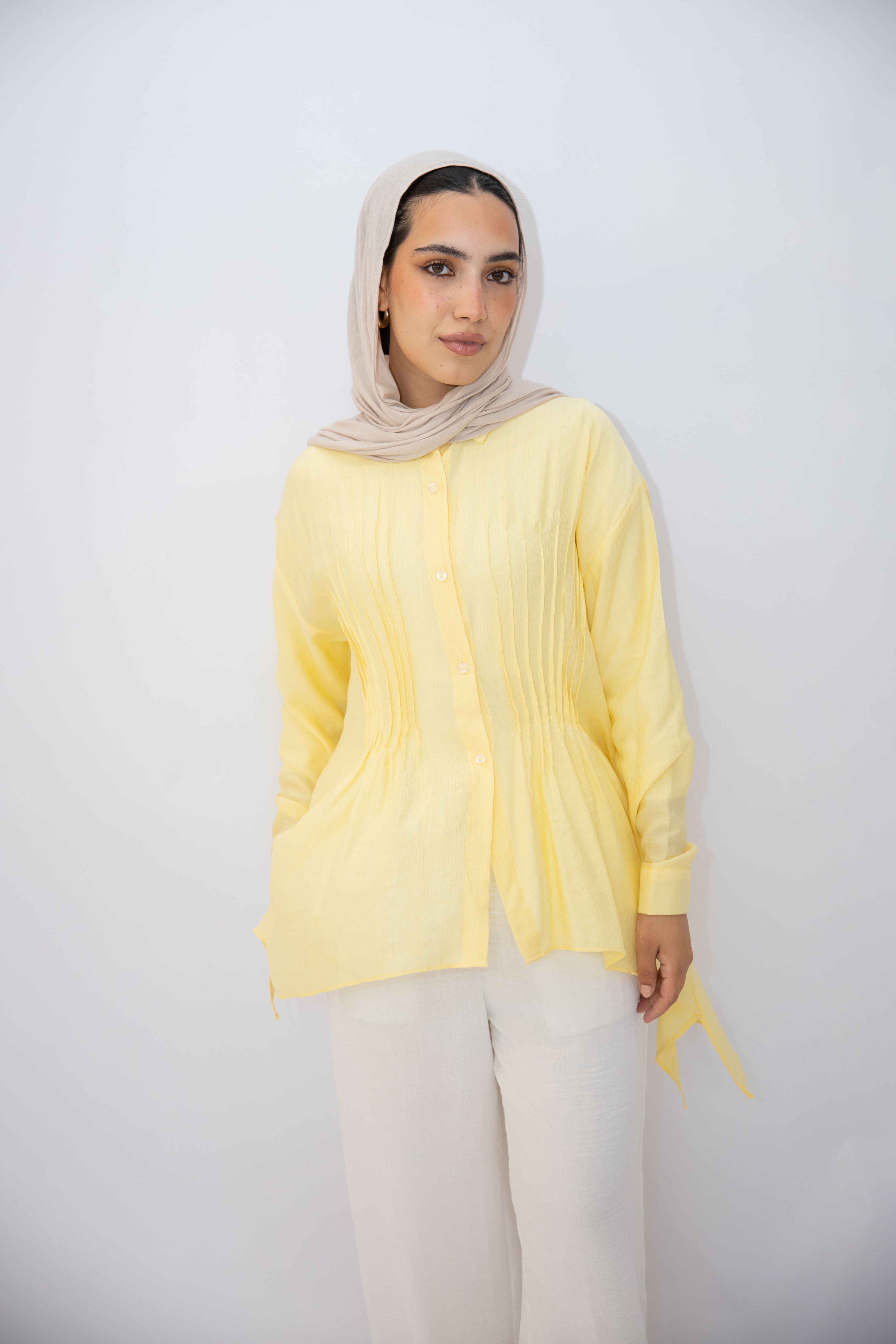 Pleat Lines top in Yellow