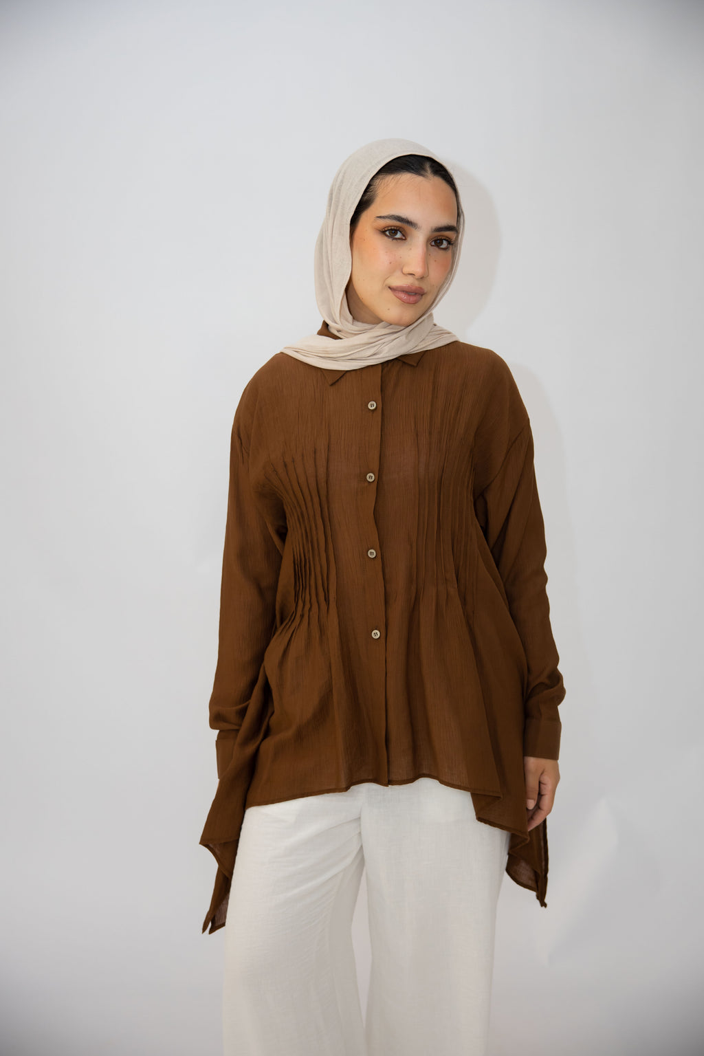 Pleat Lines top in Brown