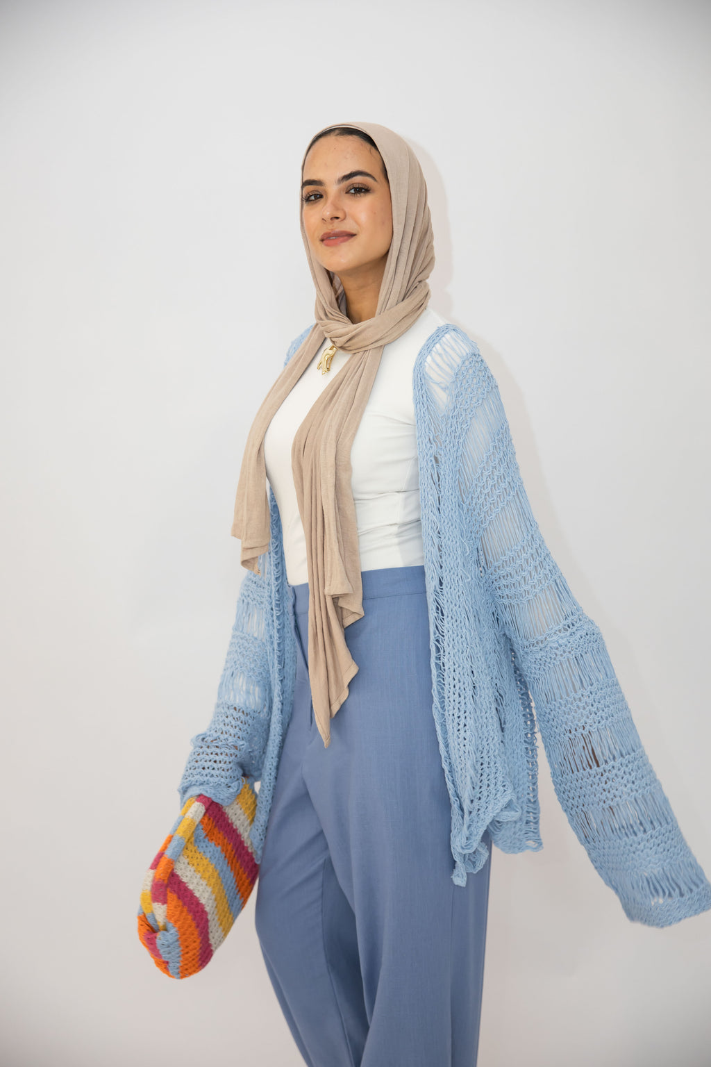 Coastal Crochet Cover-up in Baby Blue