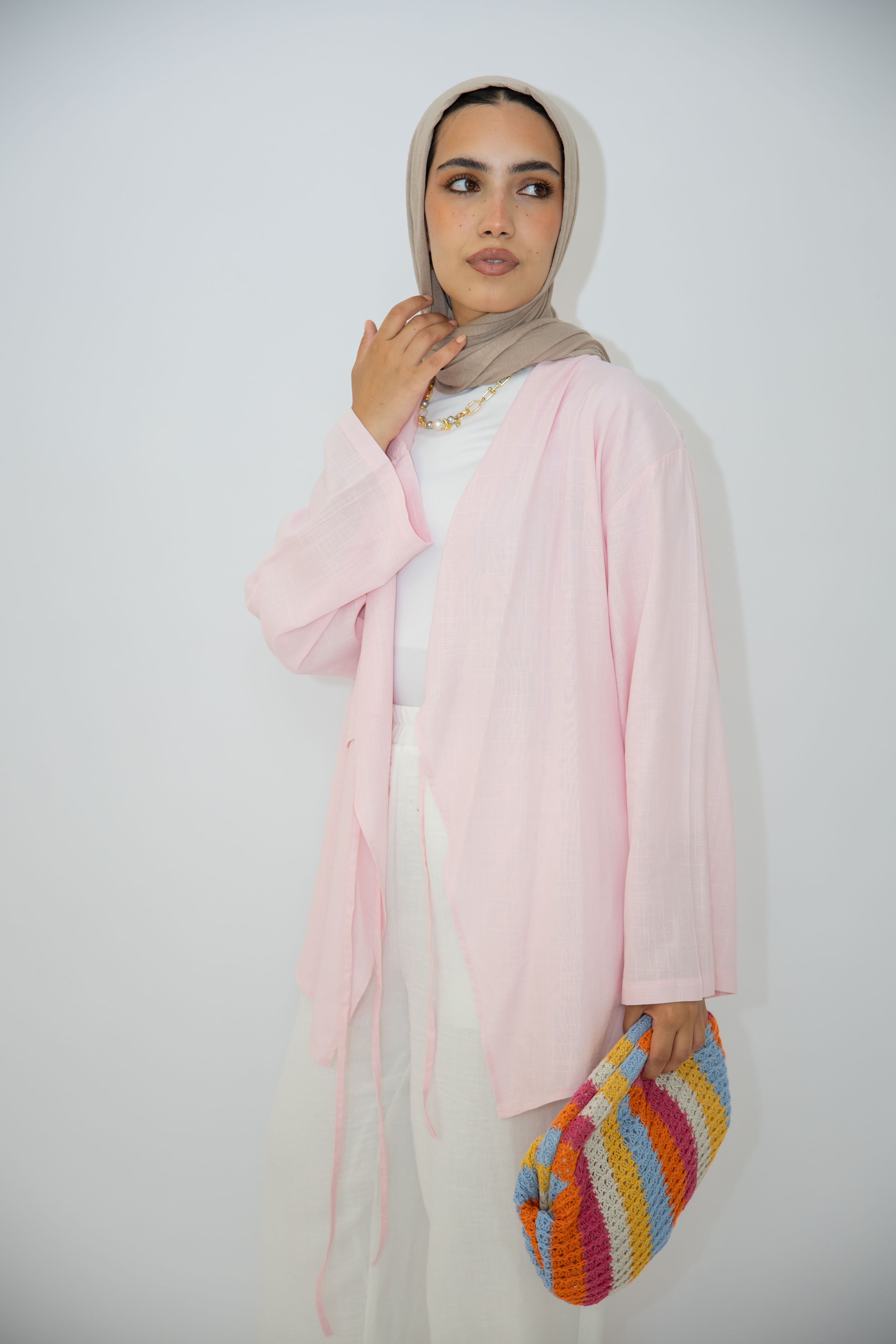 Side Tie Linen Top in Rose
