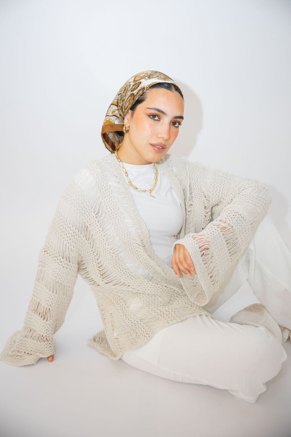Coastal Crochet Cardigan in Off White