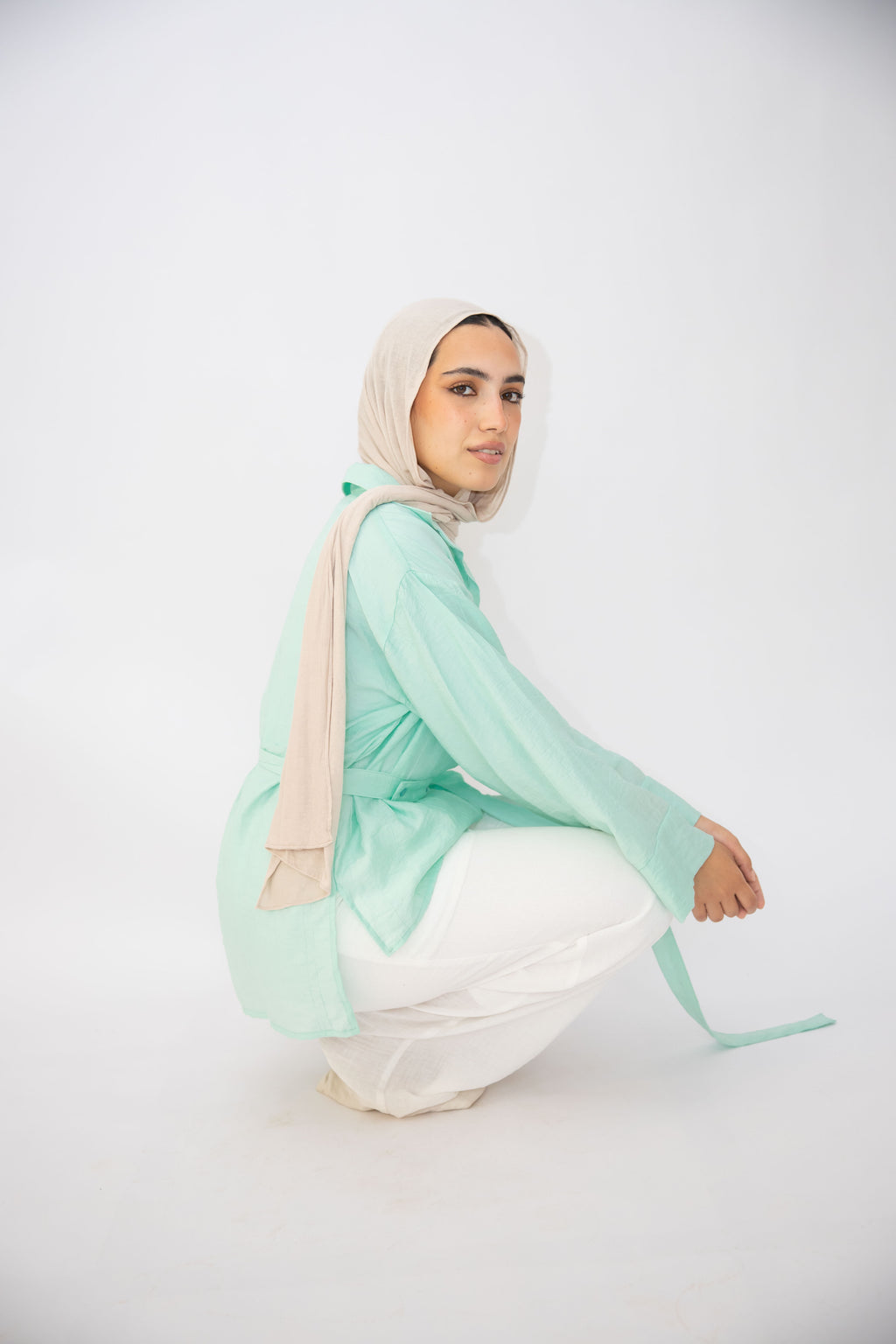 The Adjust belted shirt in Aqua