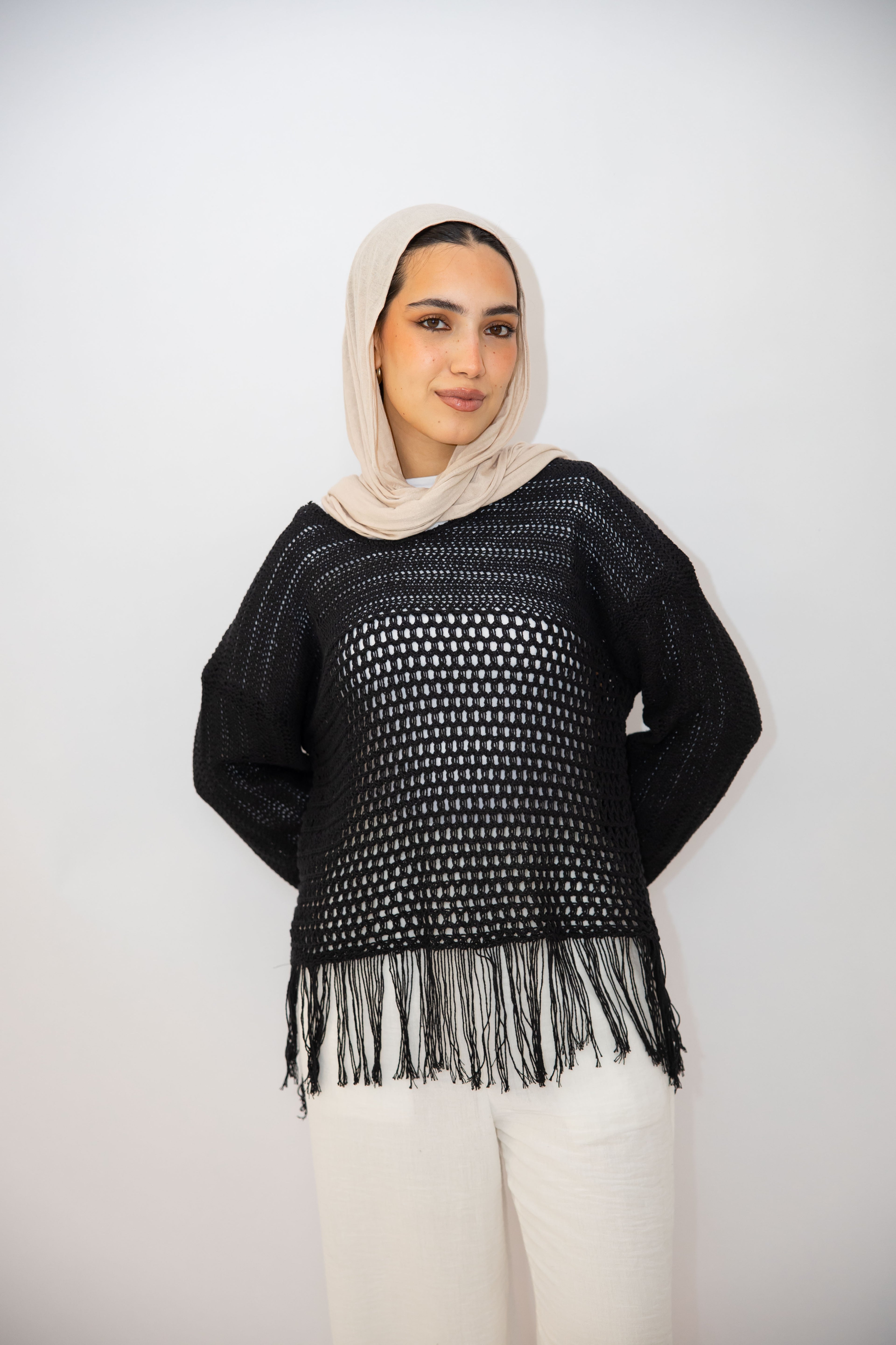 Sea threads crochet top in Black