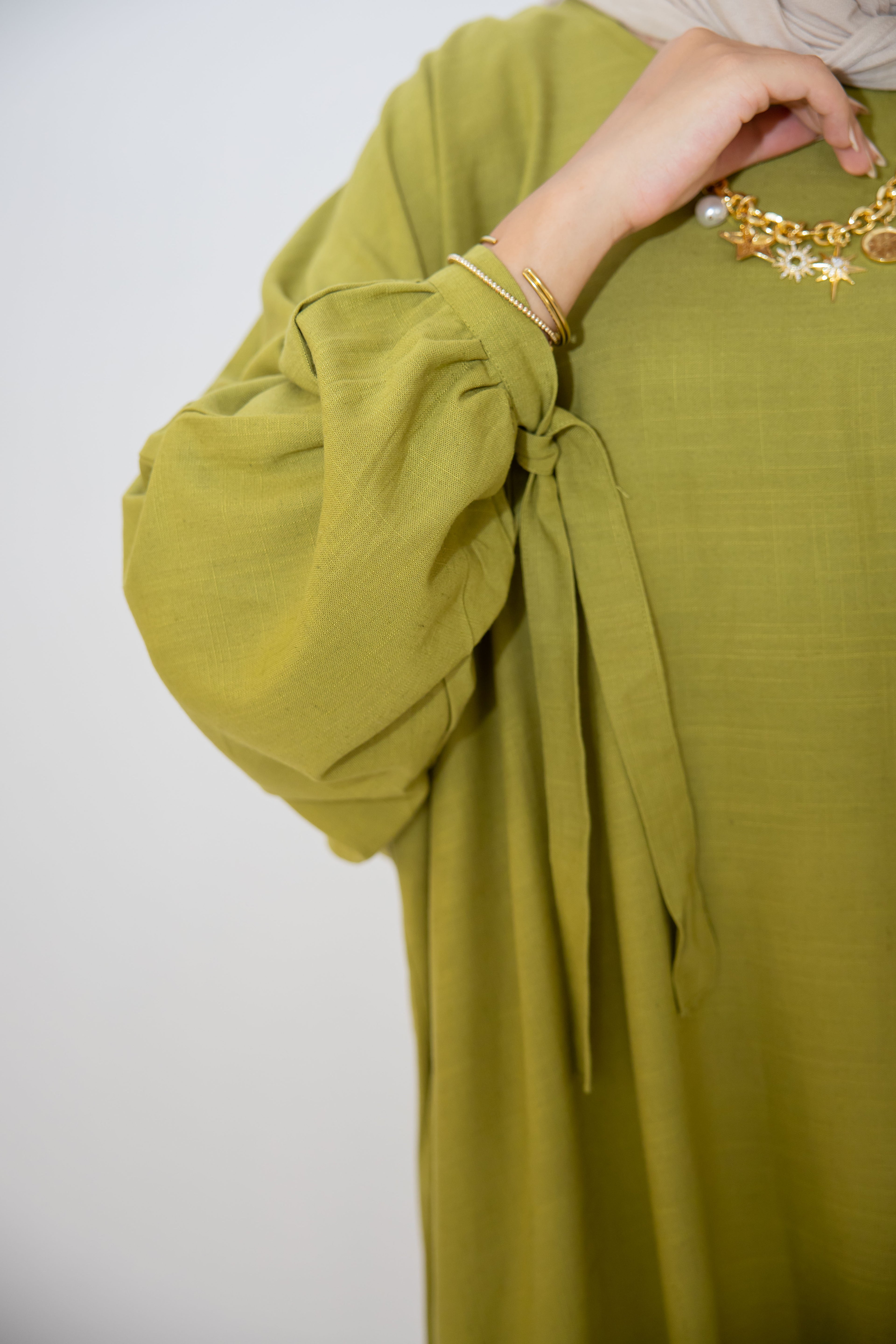 Asymmetric Linen Top in Lime