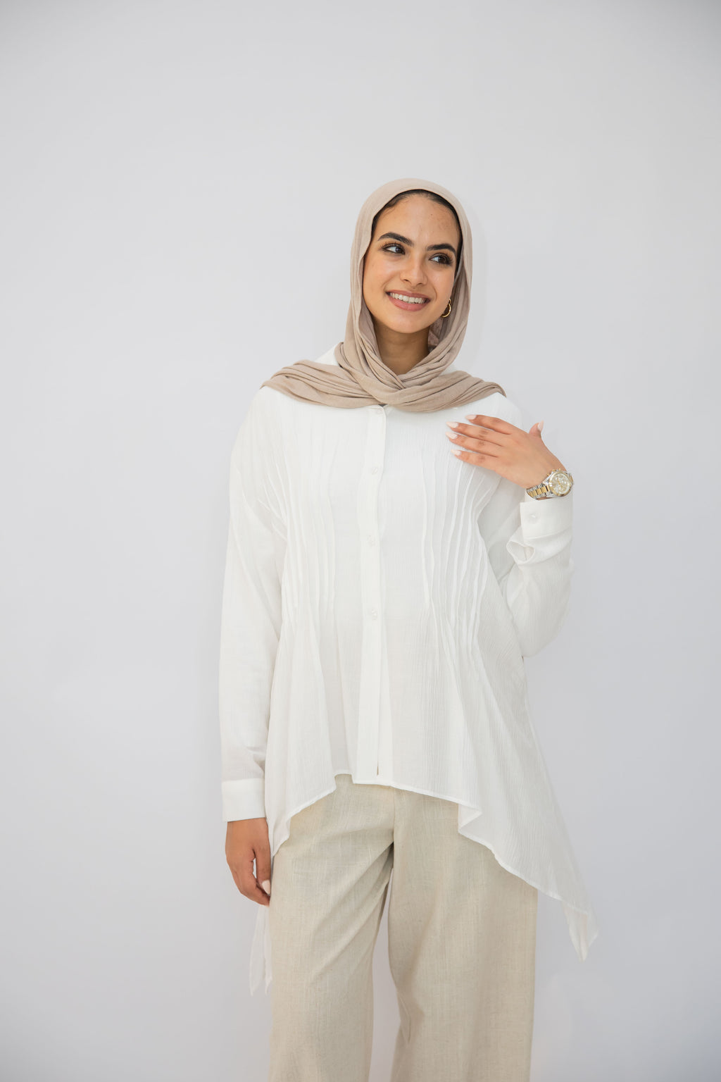 Pleat Lines top in White