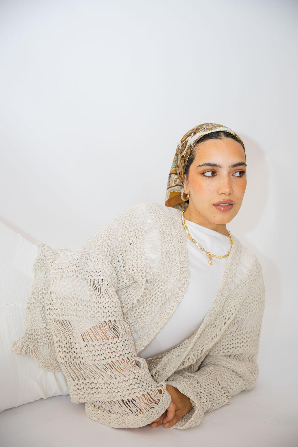 Coastal Crochet Cardigan in Off White