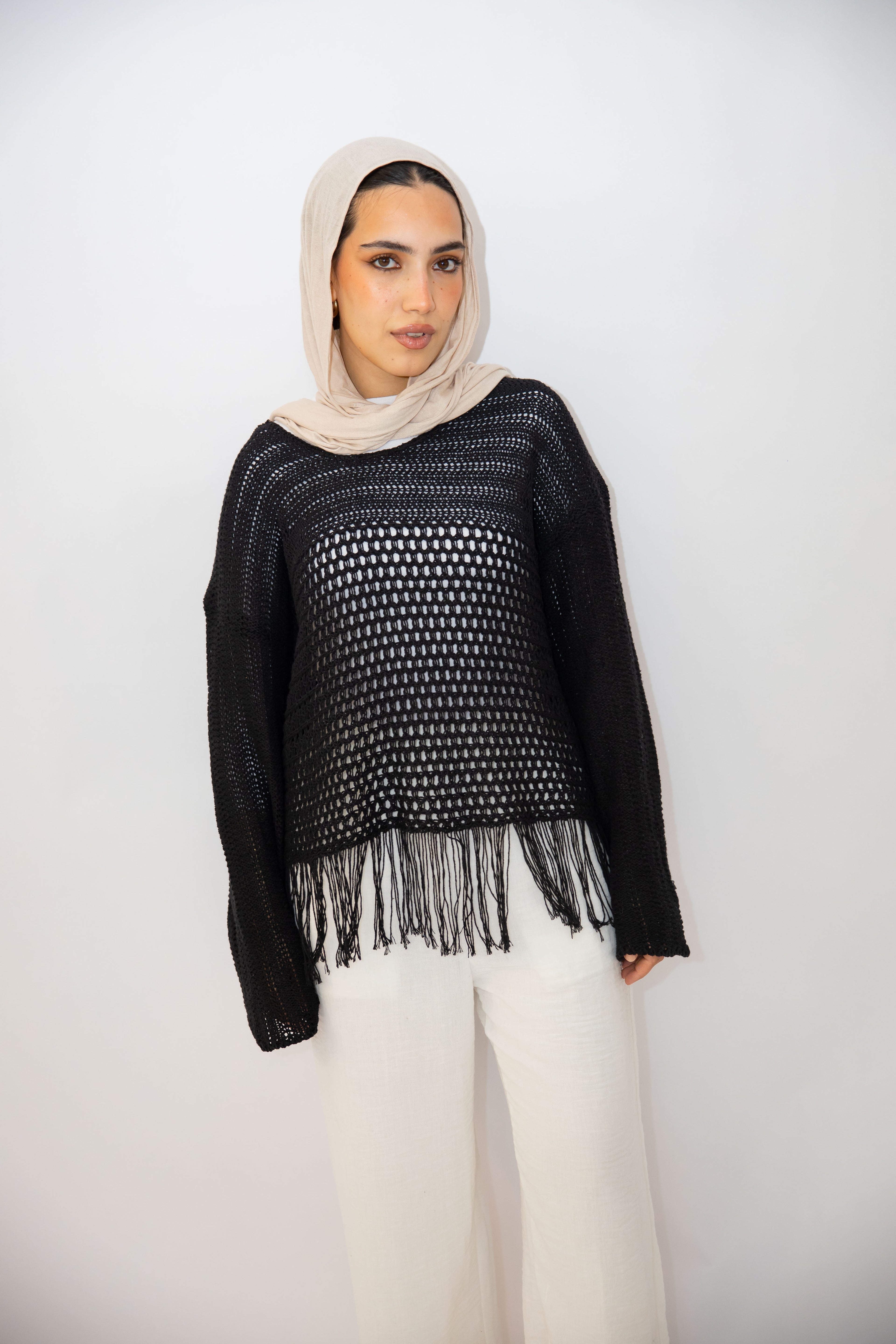 Sea threads crochet top in Black