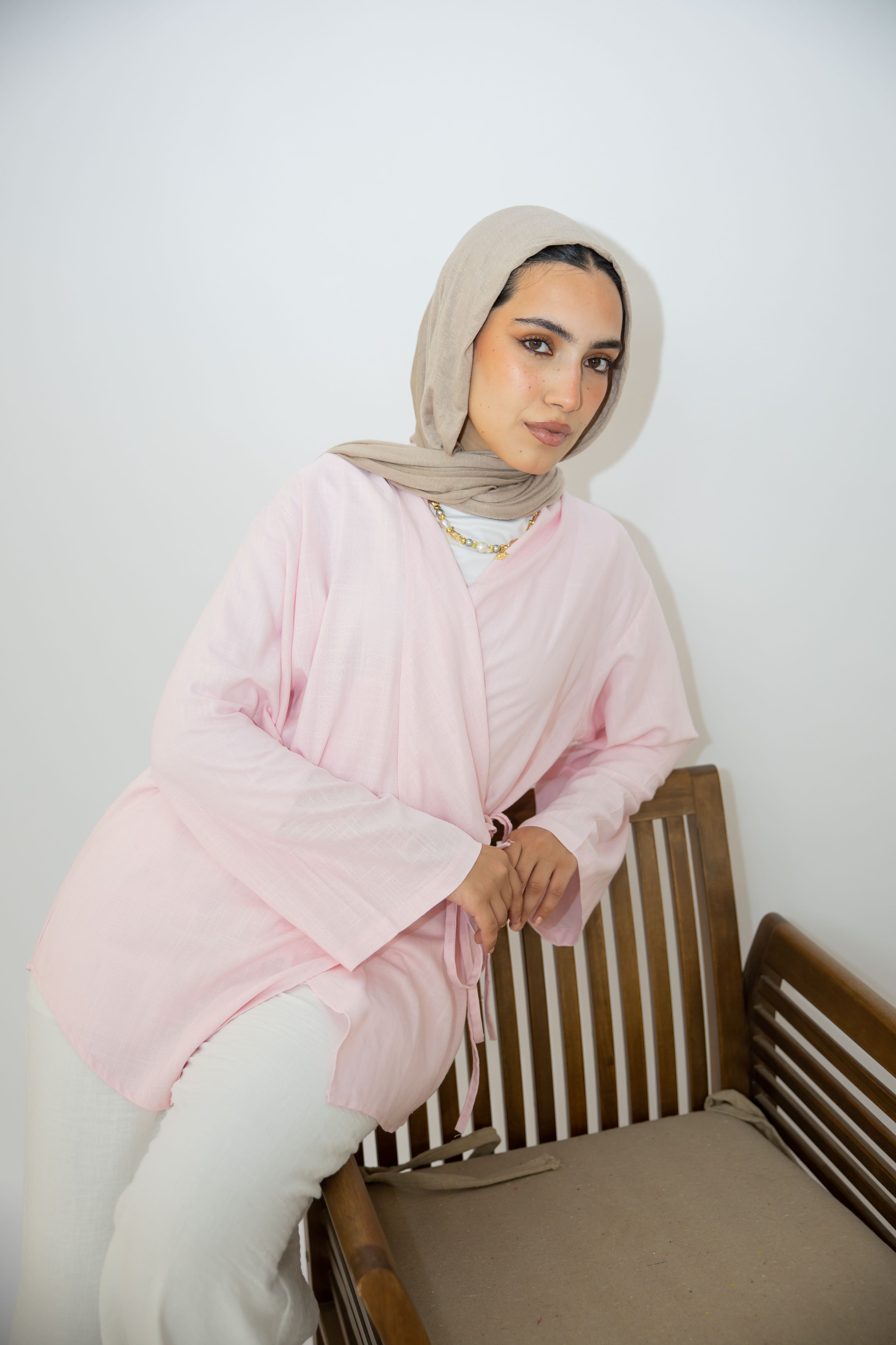 Side Tie Linen Top in Rose