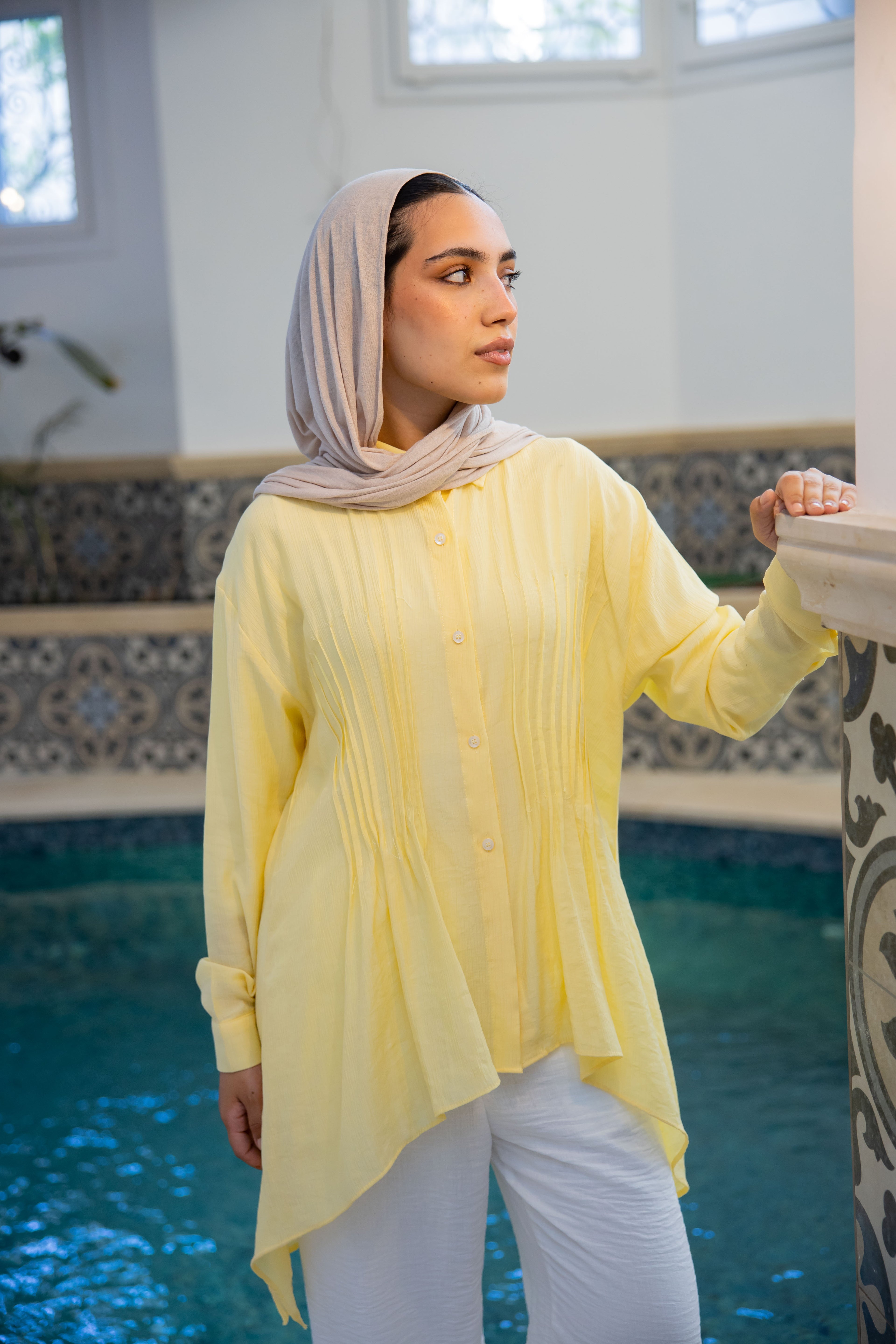 Pleat Lines top in Yellow