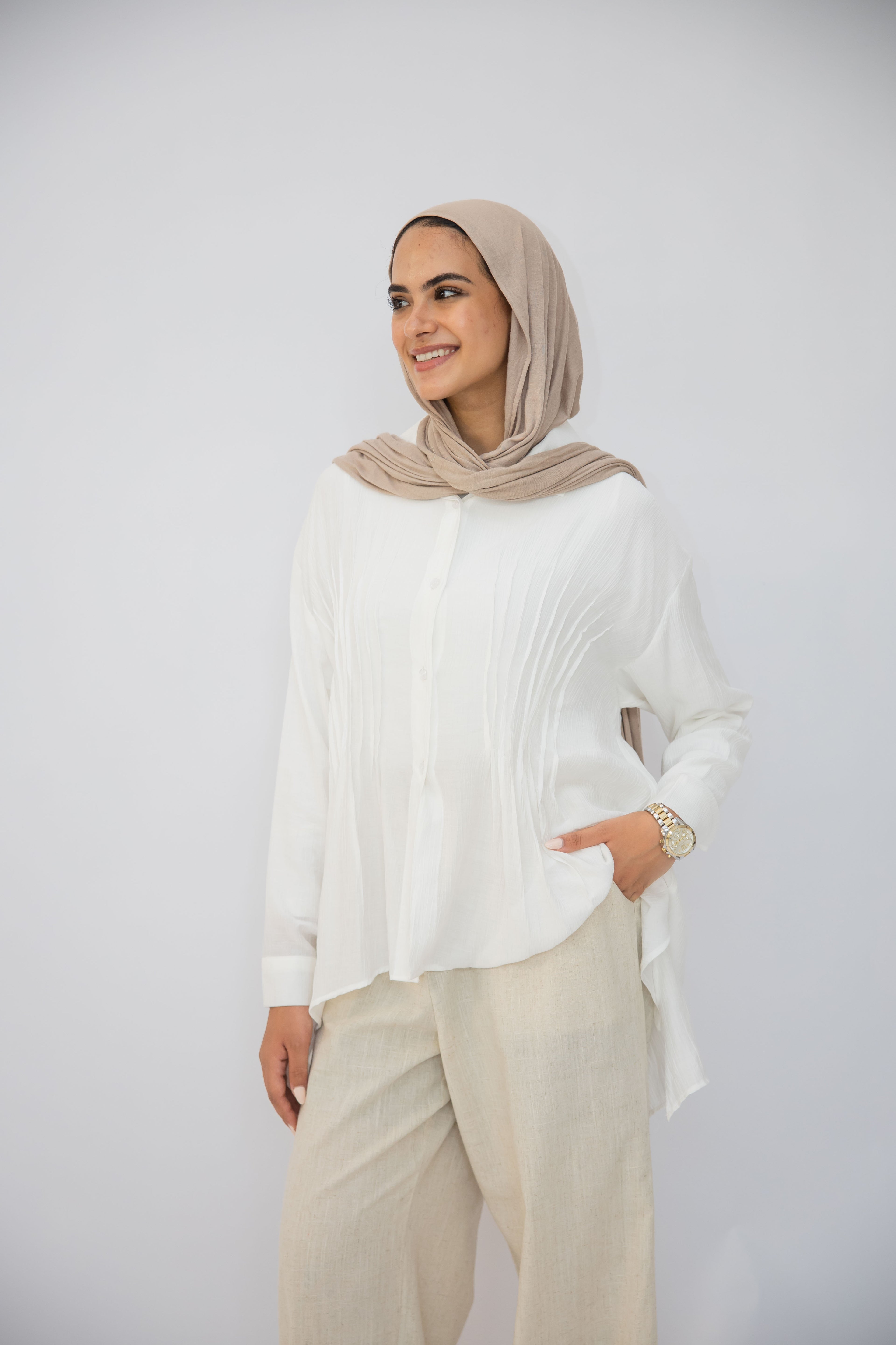 Pleat Lines top in White