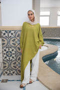 Asymmetric Linen Top in Lime