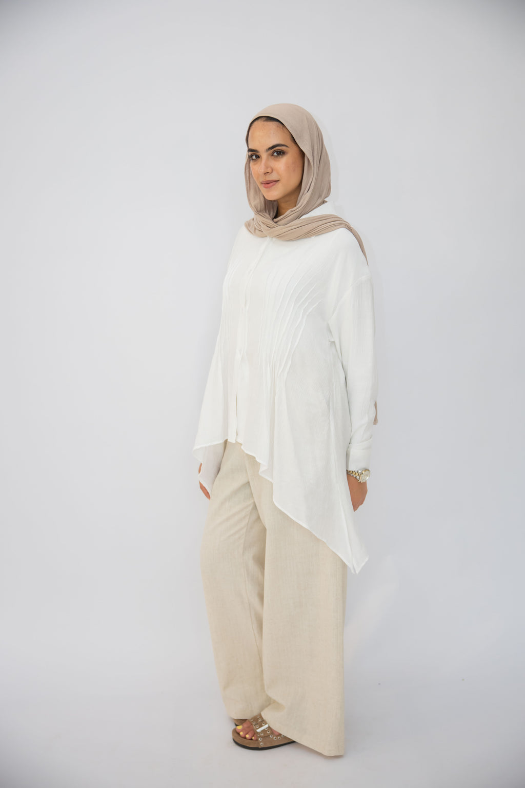 Pleat Lines top in White