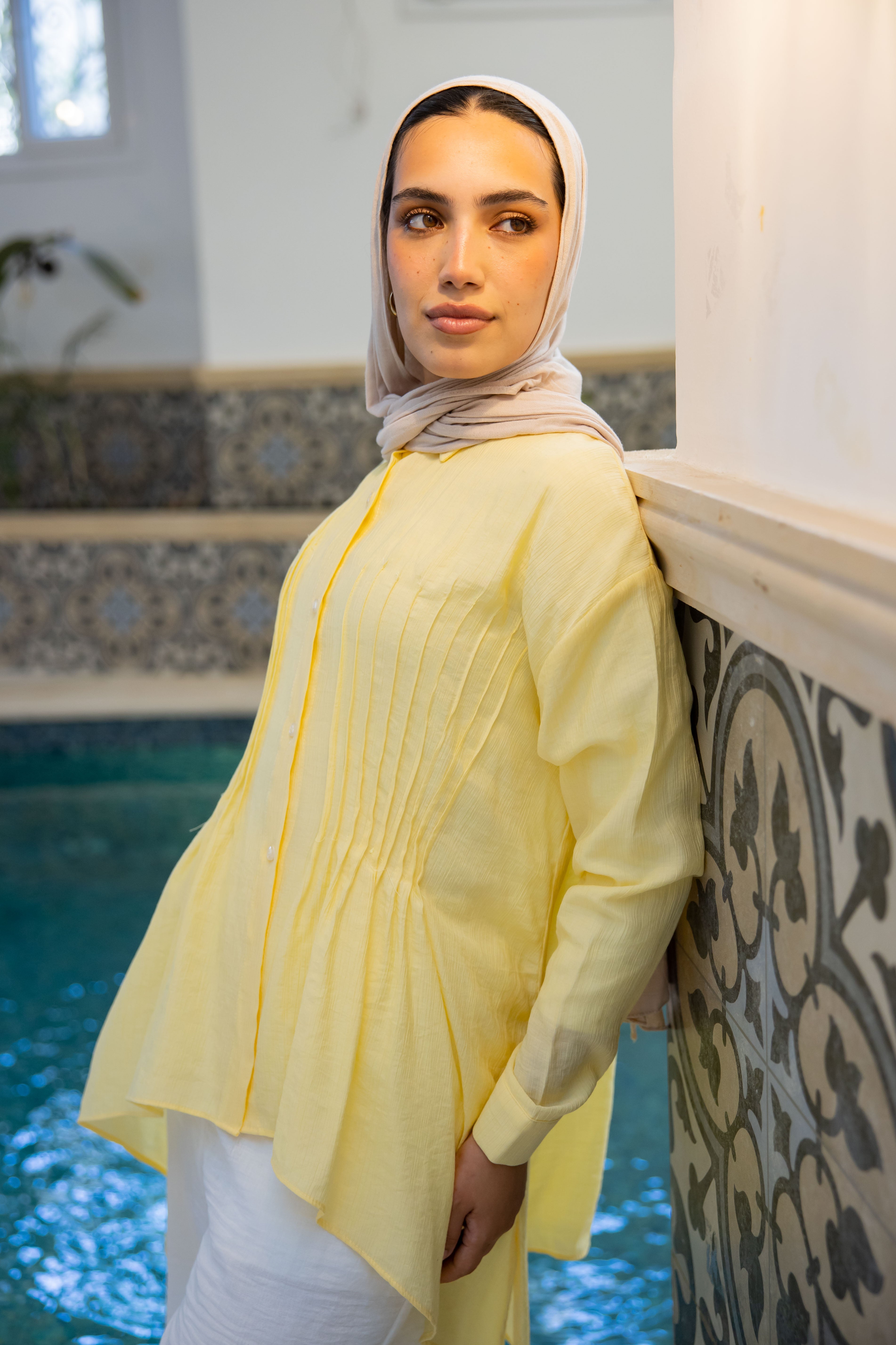 Pleat Lines top in Yellow