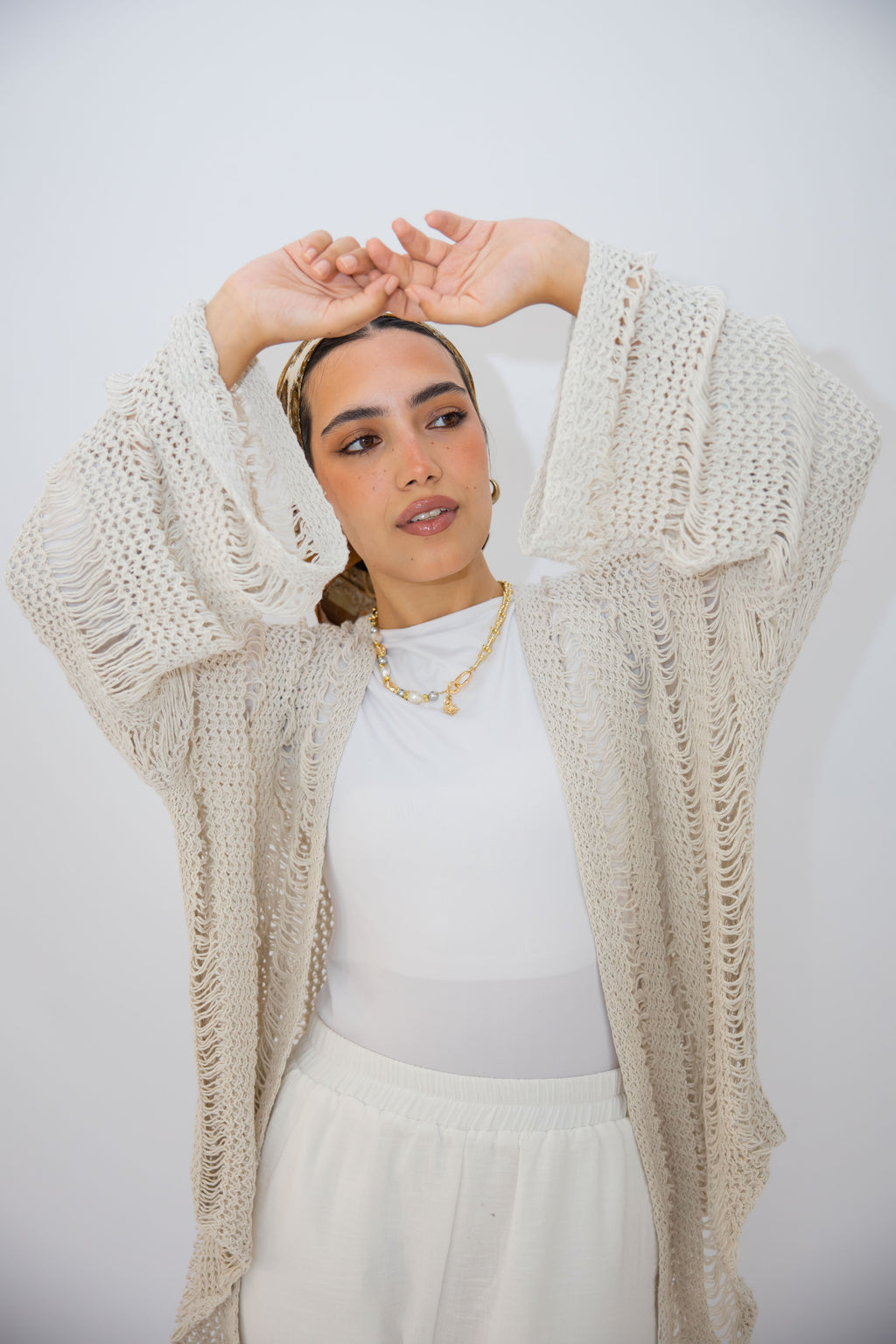 Coastal Crochet Cardigan in Off White