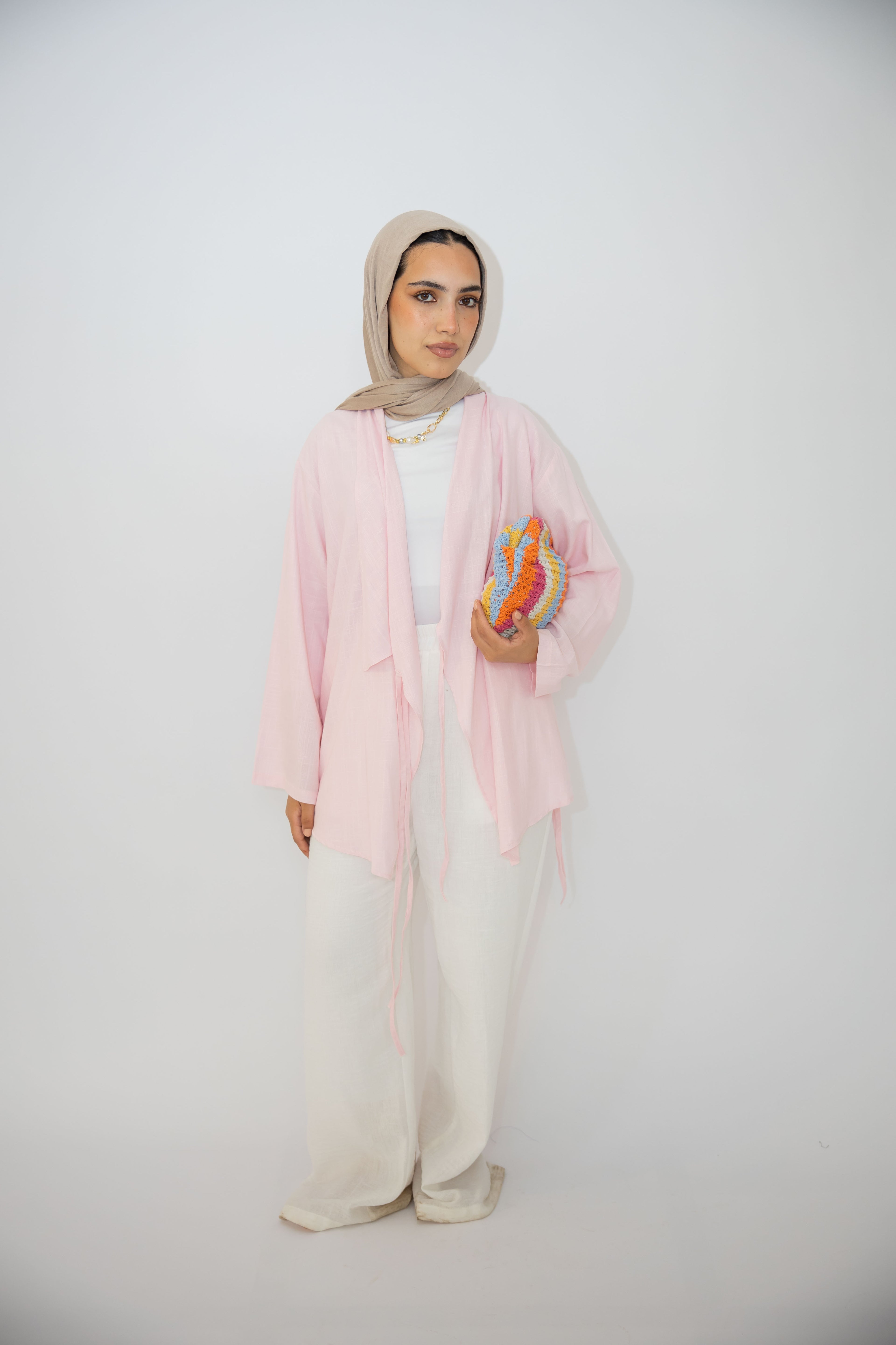 Side Tie Linen Top in Rose