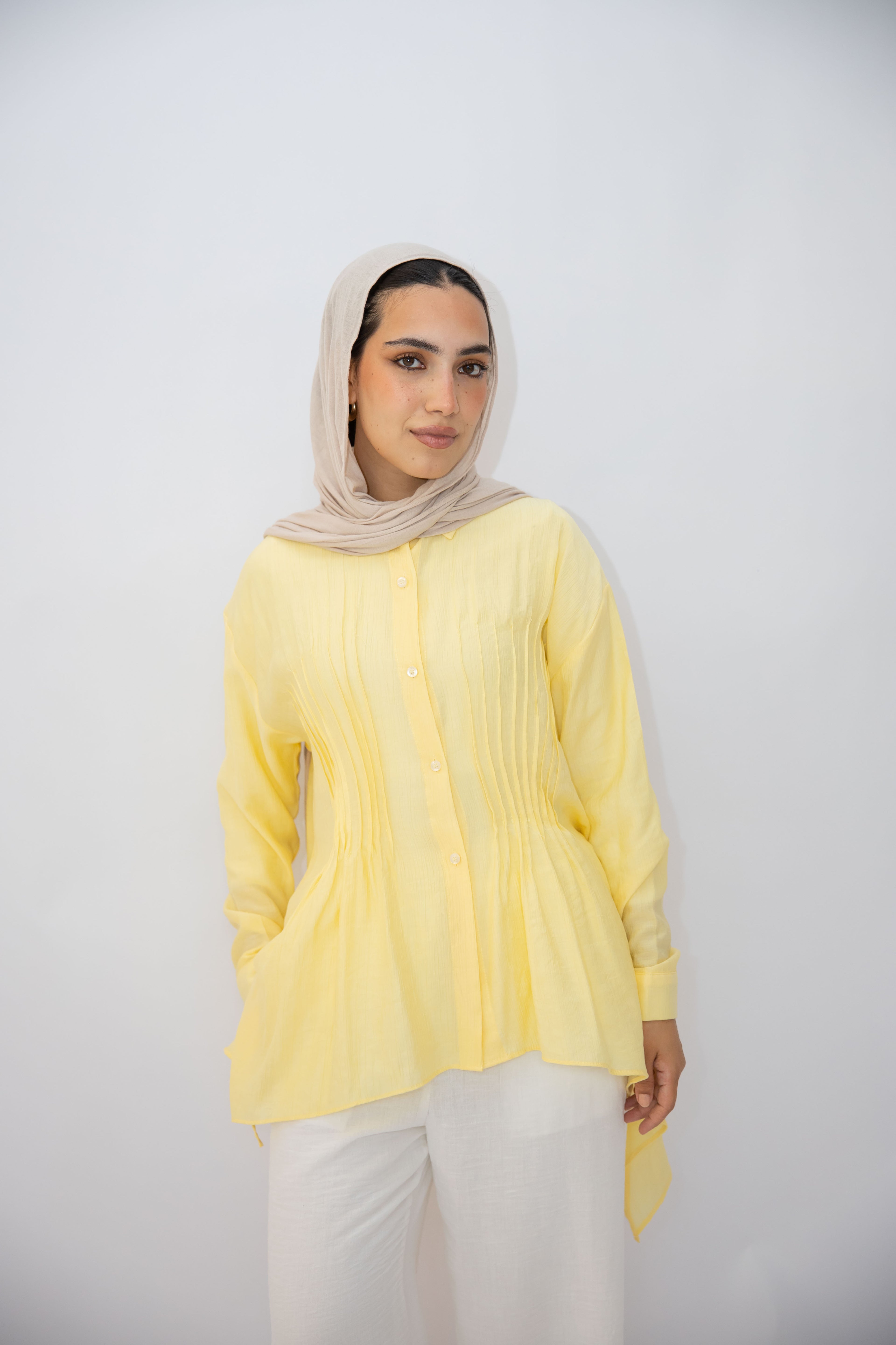 Pleat Lines top in Yellow