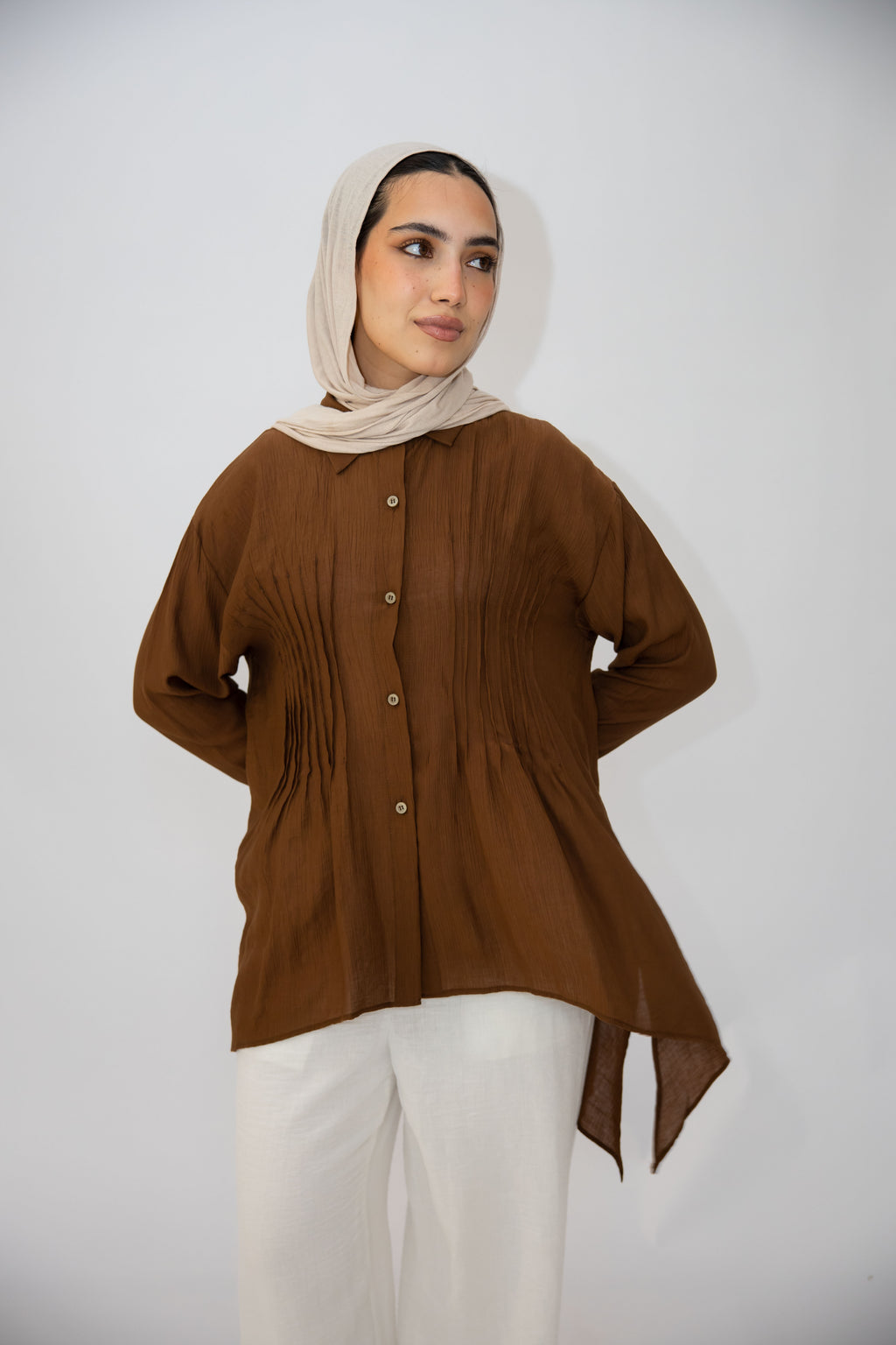 Pleat Lines top in Brown