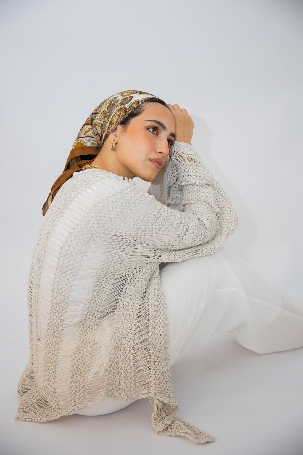 Coastal Crochet Cardigan in Off White