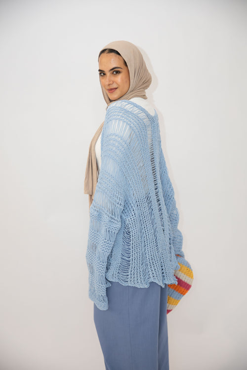 Coastal Crochet Cover-up in Baby Blue
