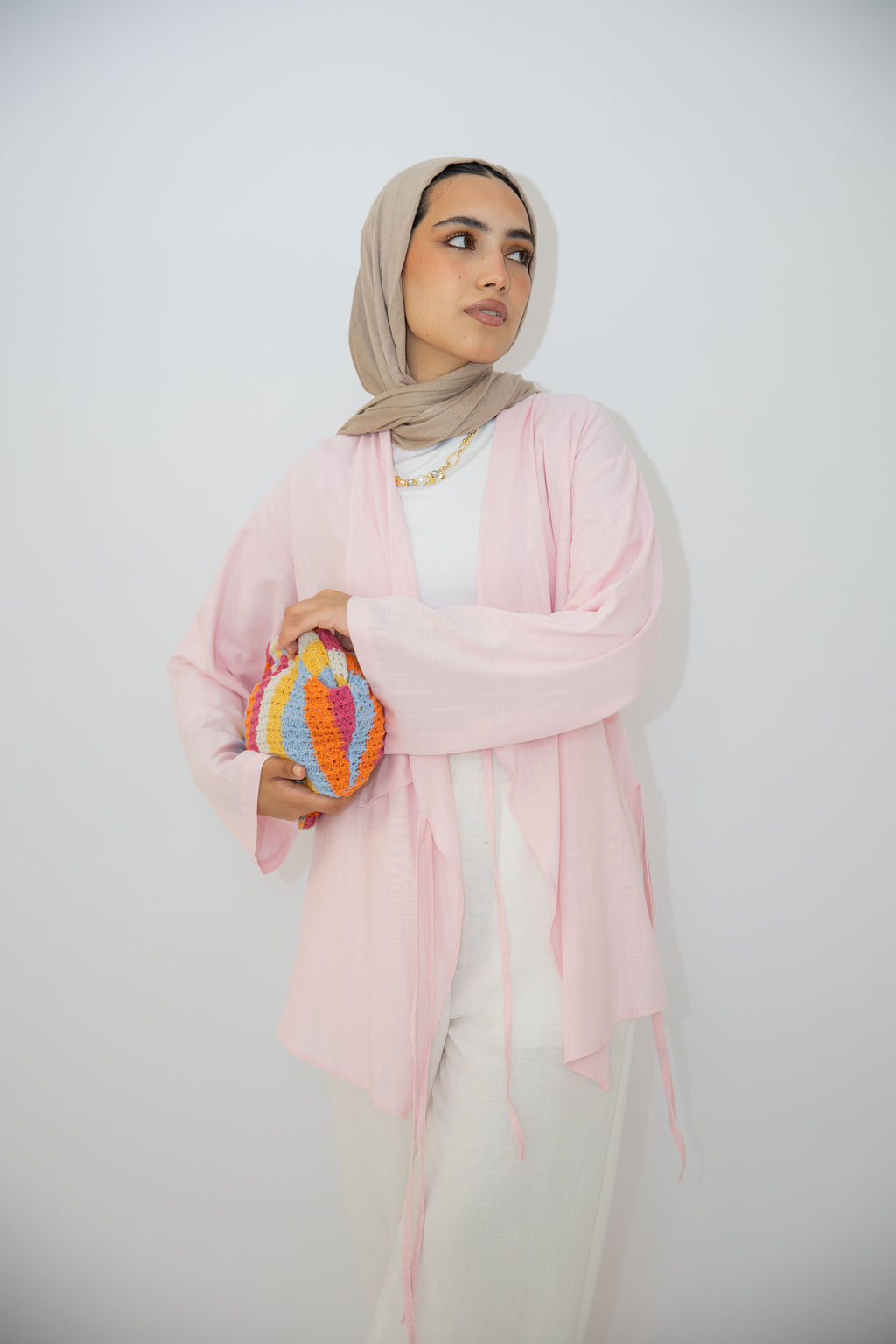 Side Tie Linen Top in Rose