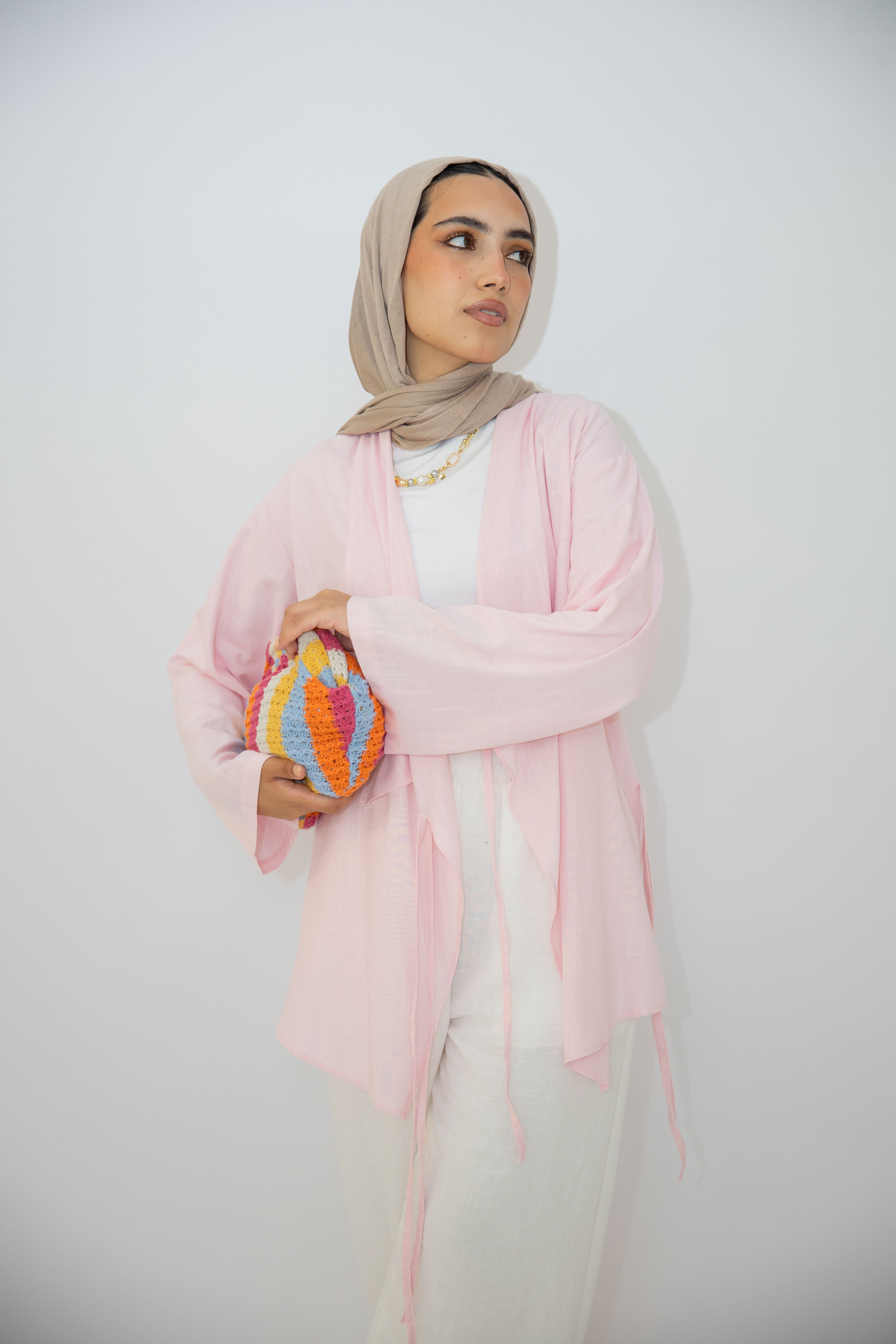 Side Tie Linen Top in Rose
