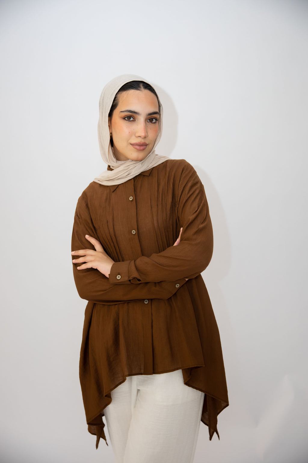Pleat Lines top in Brown