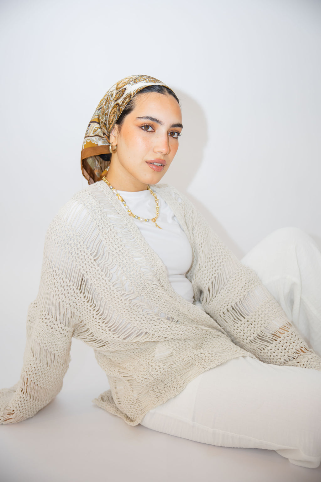 Coastal Crochet Cardigan in Off White