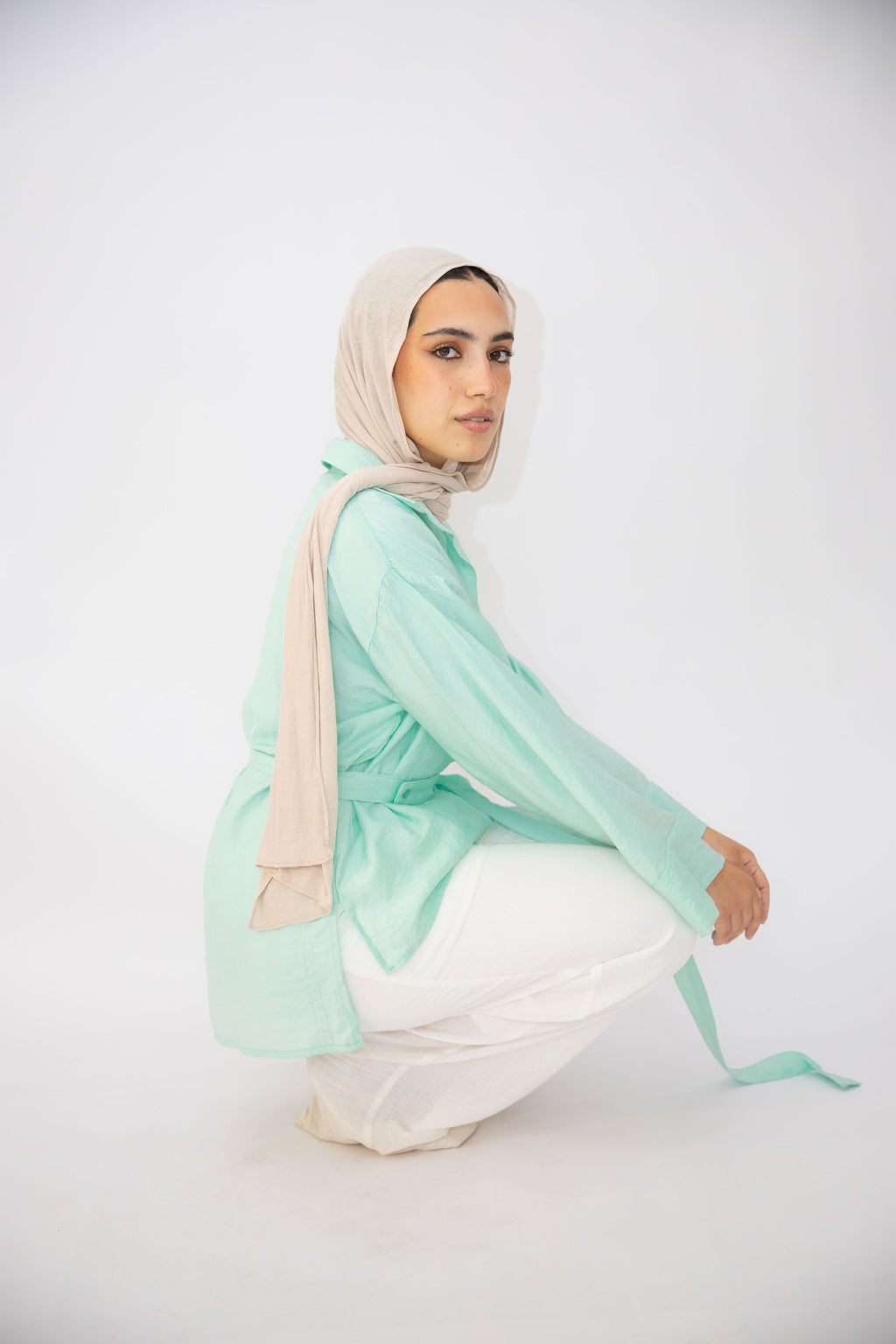 The Adjust belted shirt in Aqua