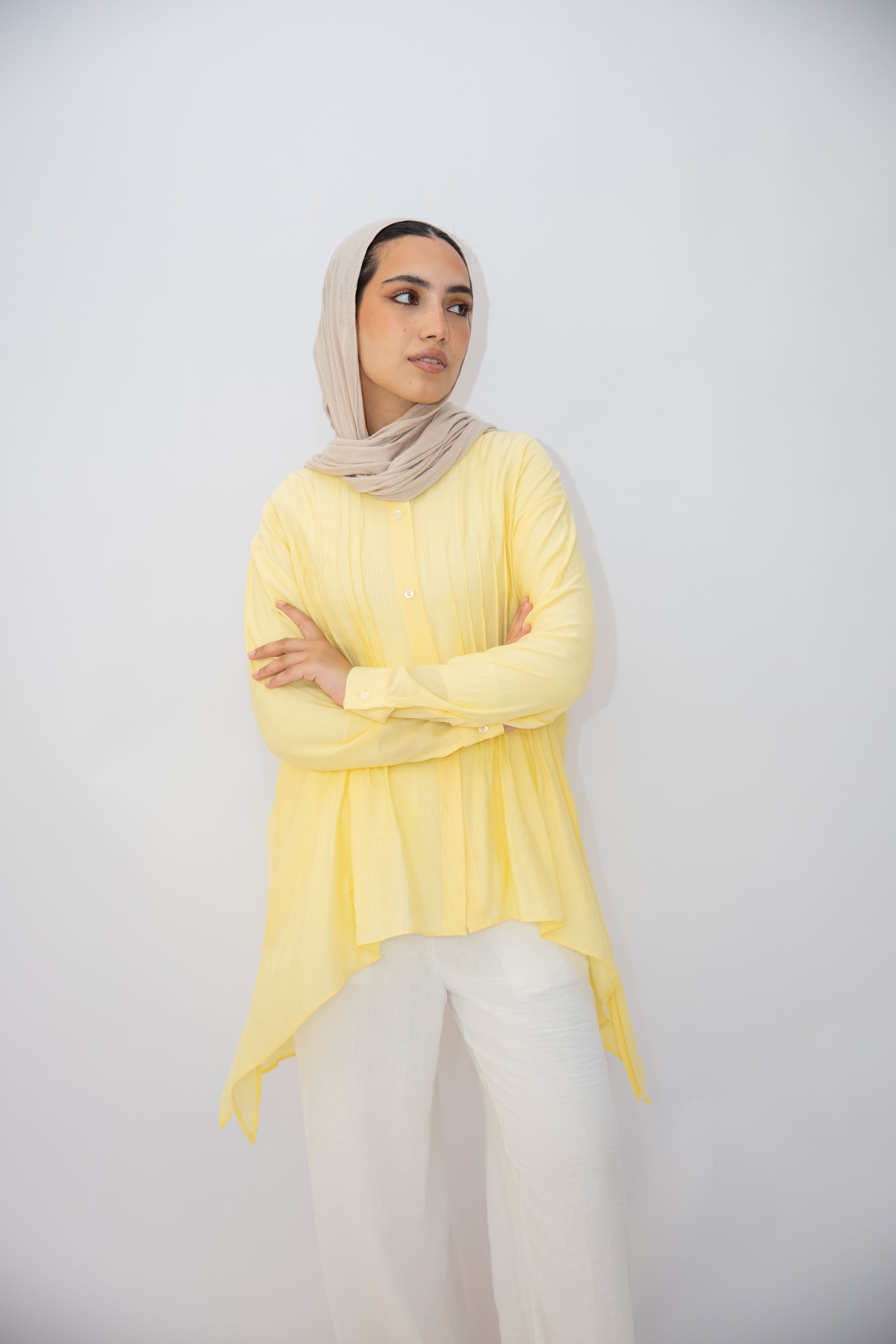 Pleat Lines top in Yellow