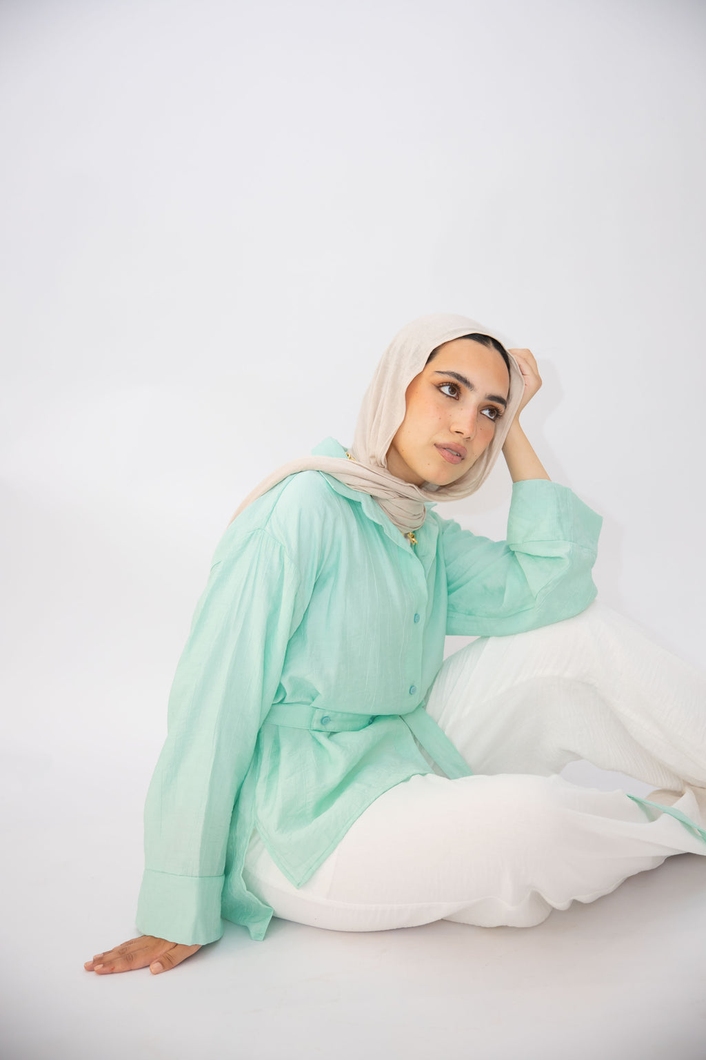 The Adjust belted shirt in Aqua