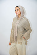 Sea threads crochet top in shimmer cafe