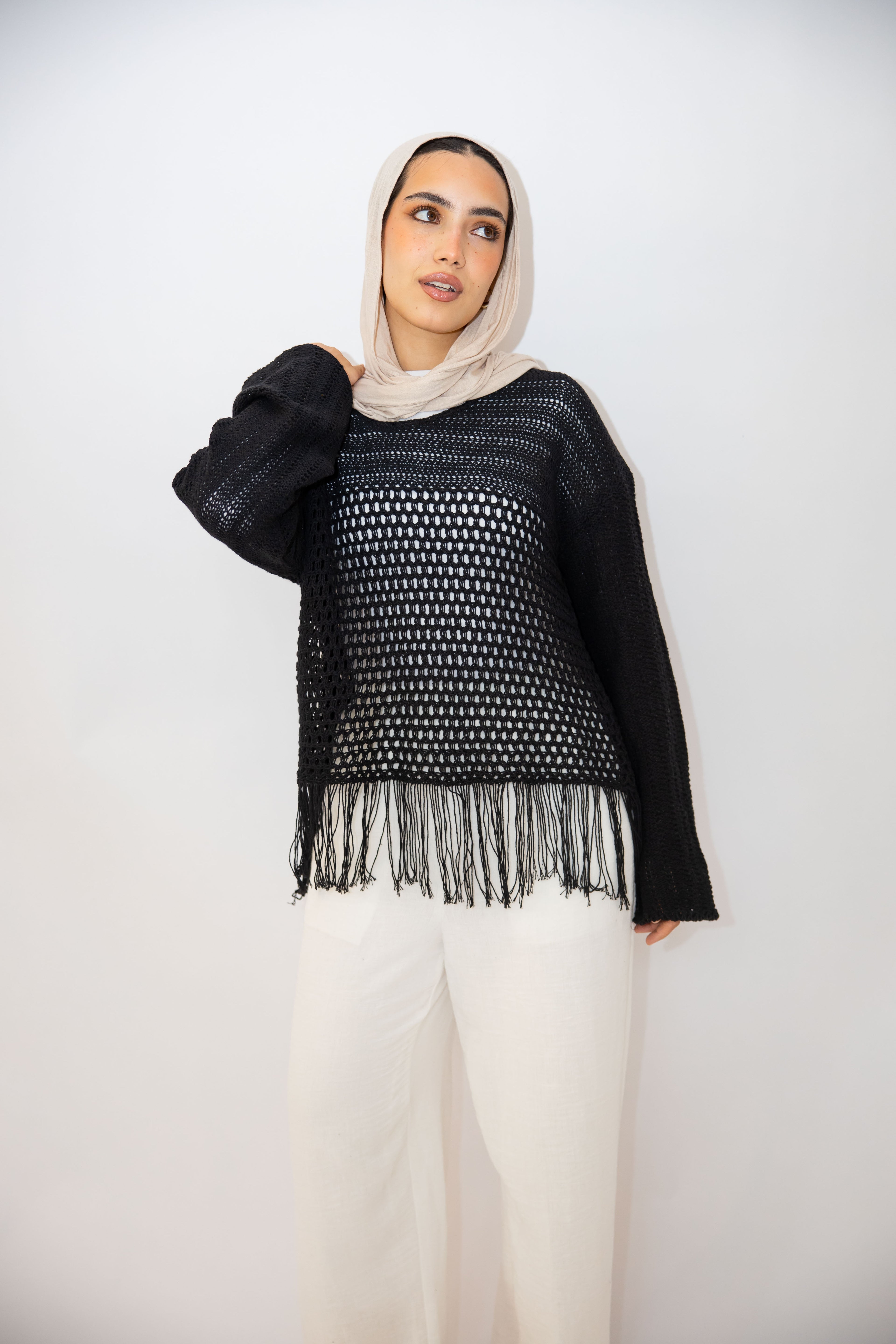 Sea threads crochet top in Black