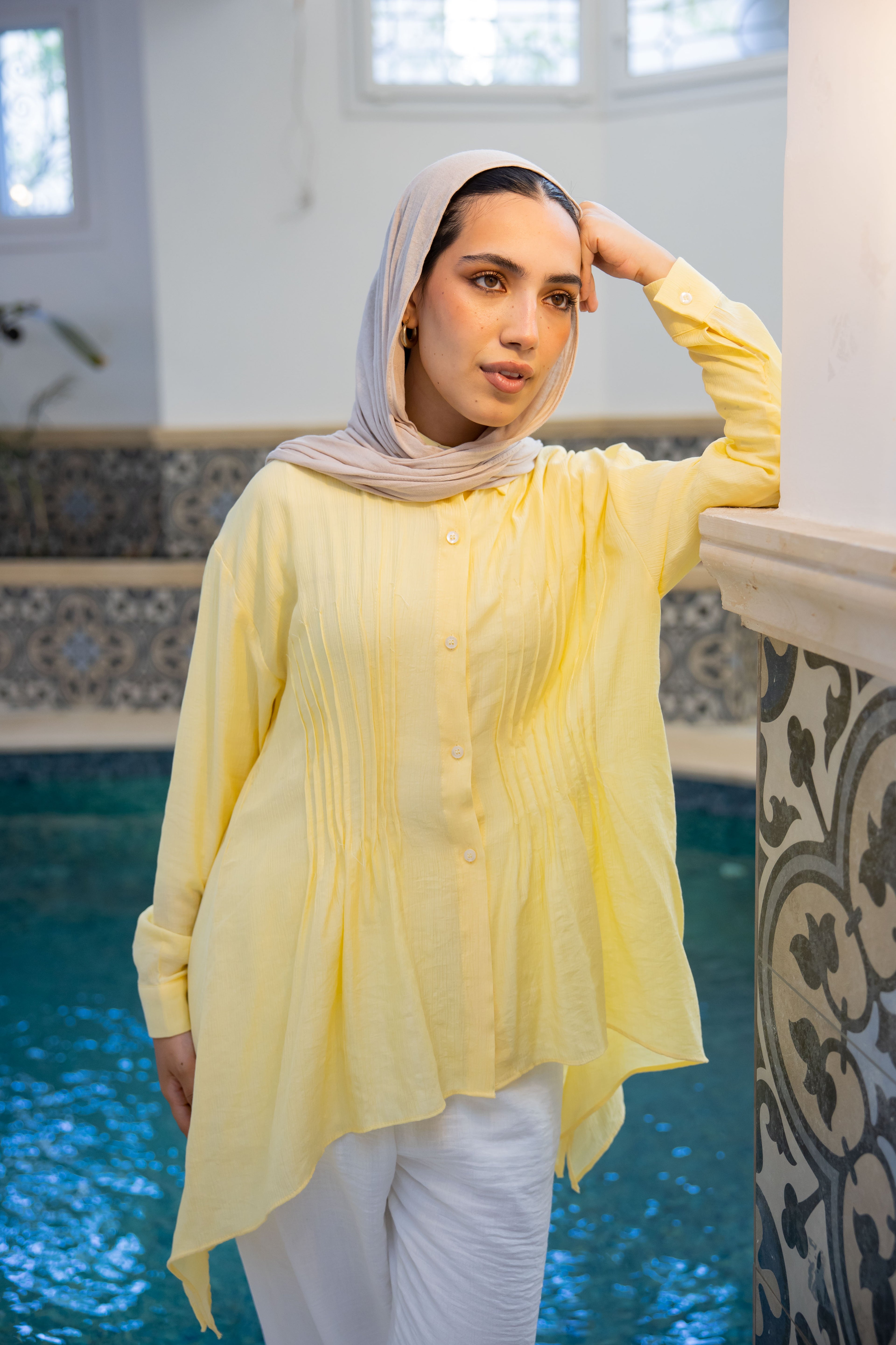 Pleat Lines top in Yellow