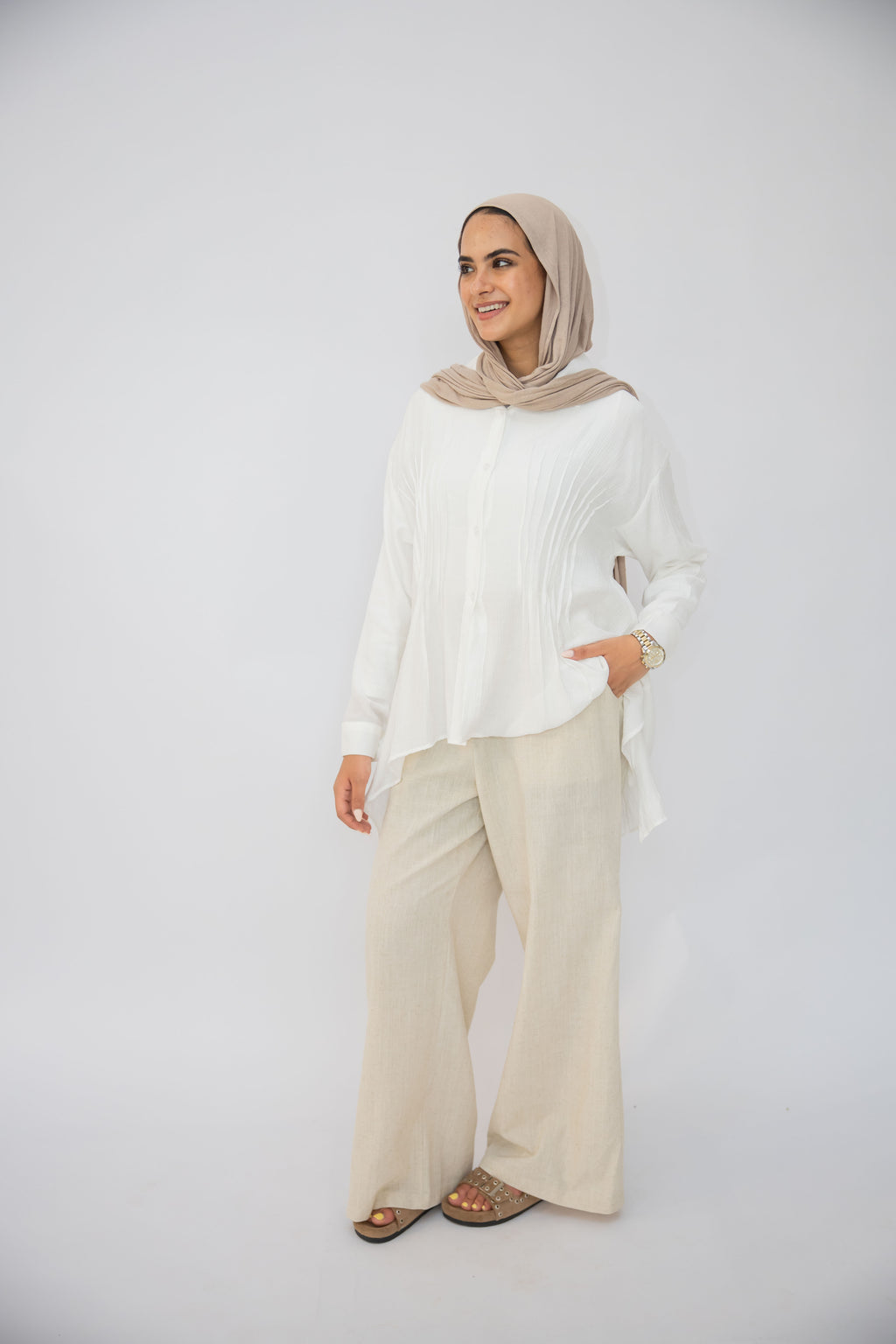 Pleat Lines top in White