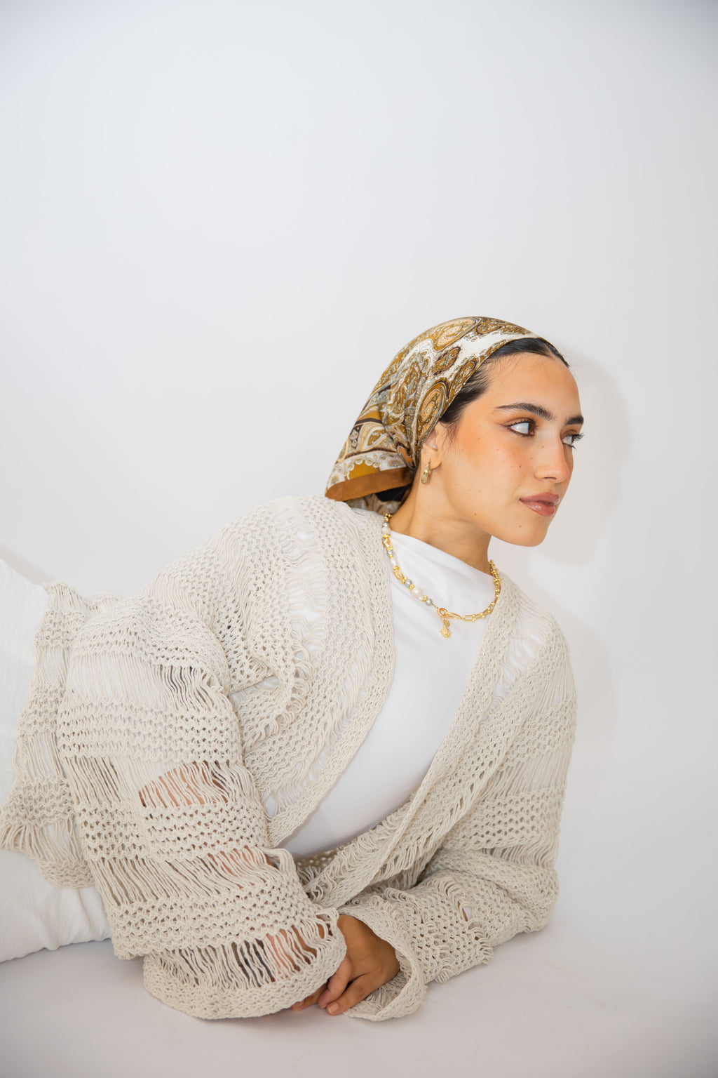 Coastal Crochet Cardigan in Off White