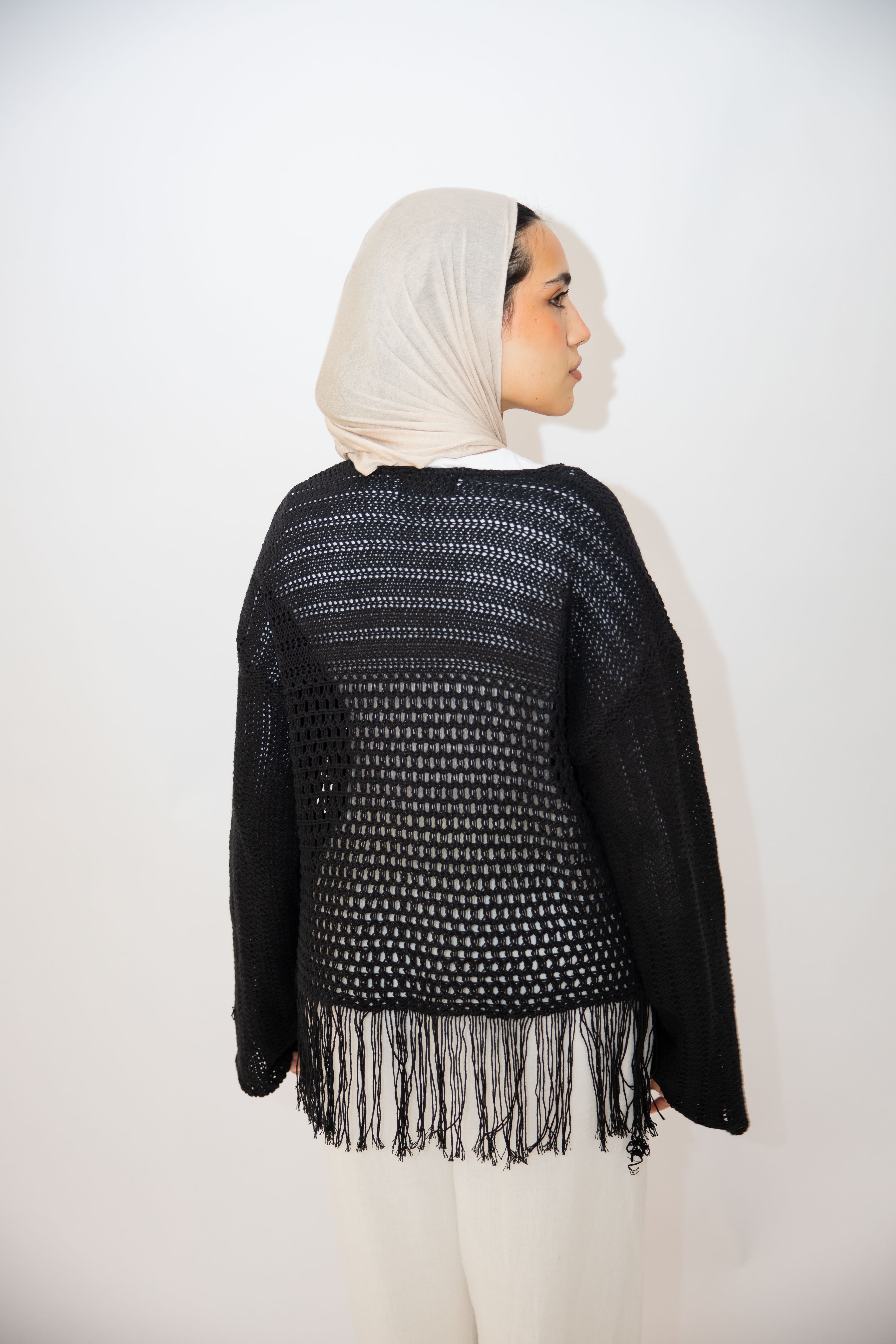 Sea threads crochet top in Black