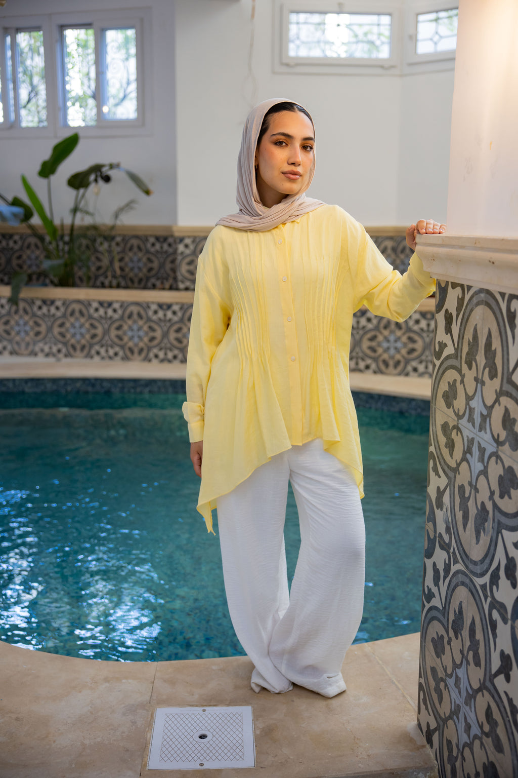 Pleat Lines top in Yellow