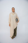 Asymmetric Linen Top in Beige