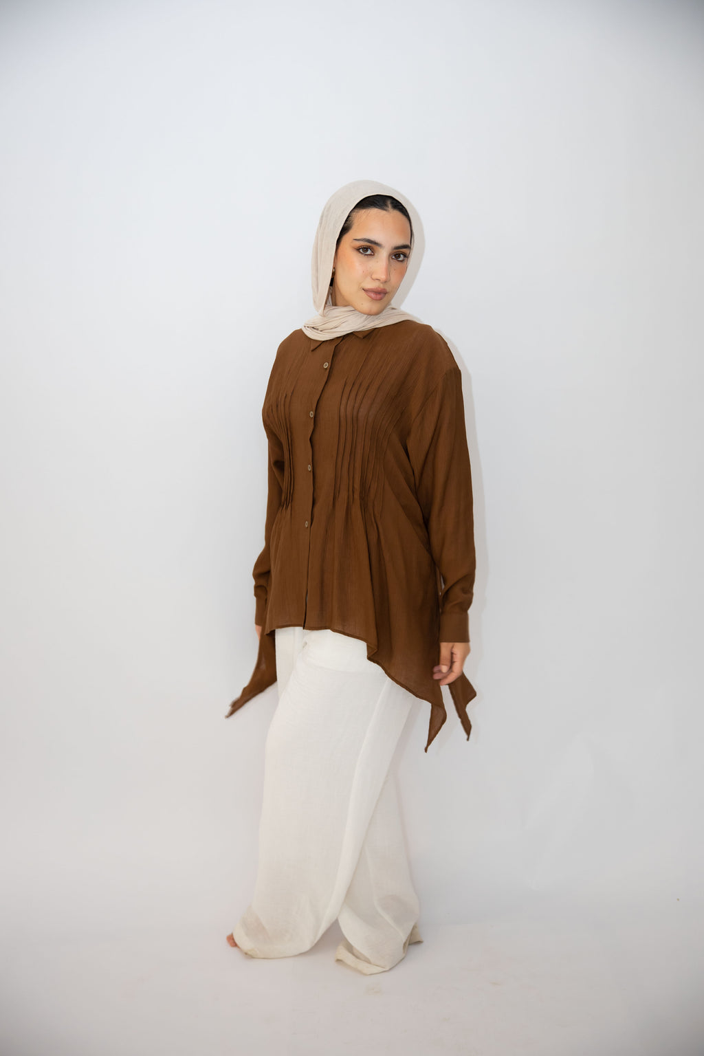Pleat Lines top in Brown