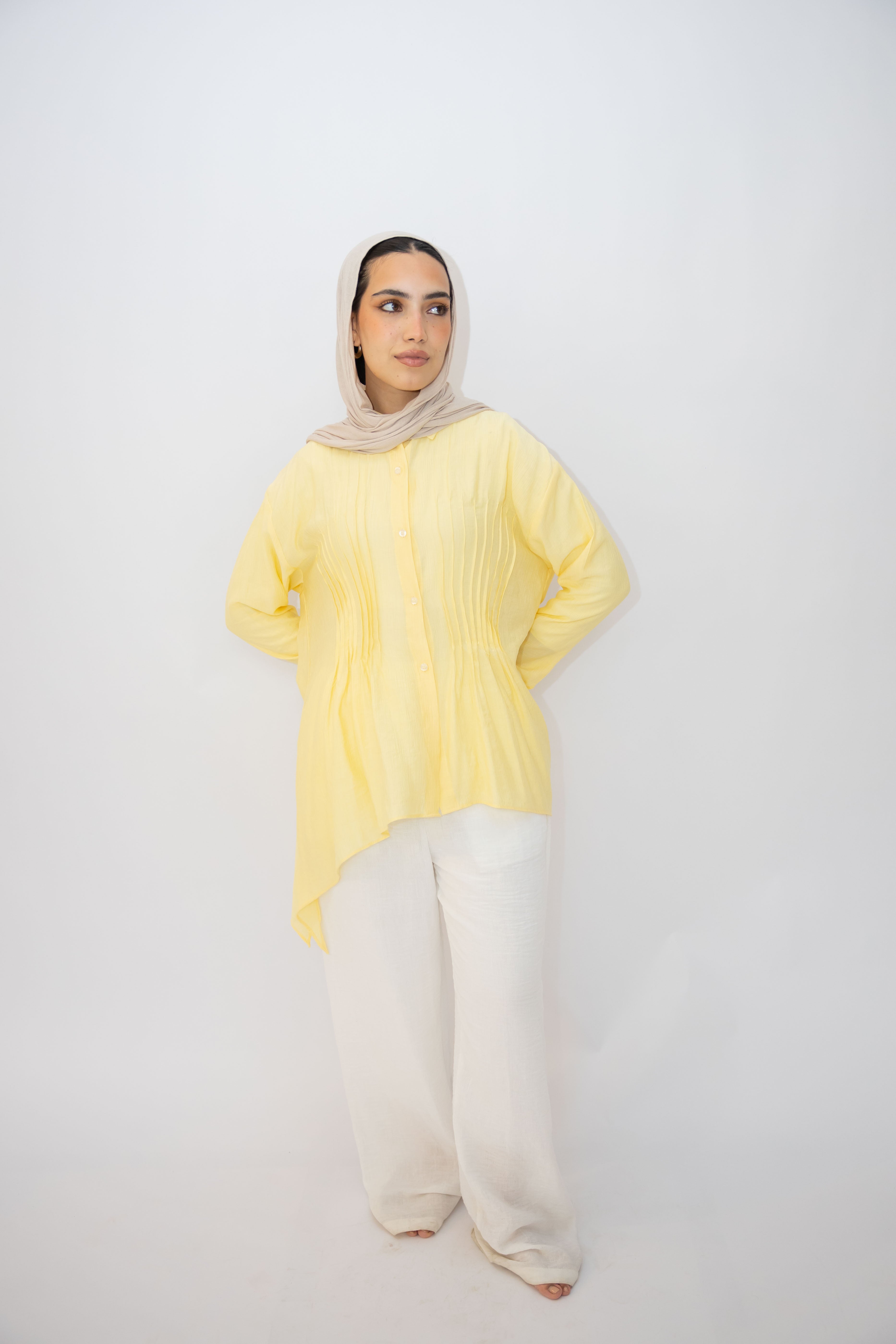 Pleat Lines top in Yellow