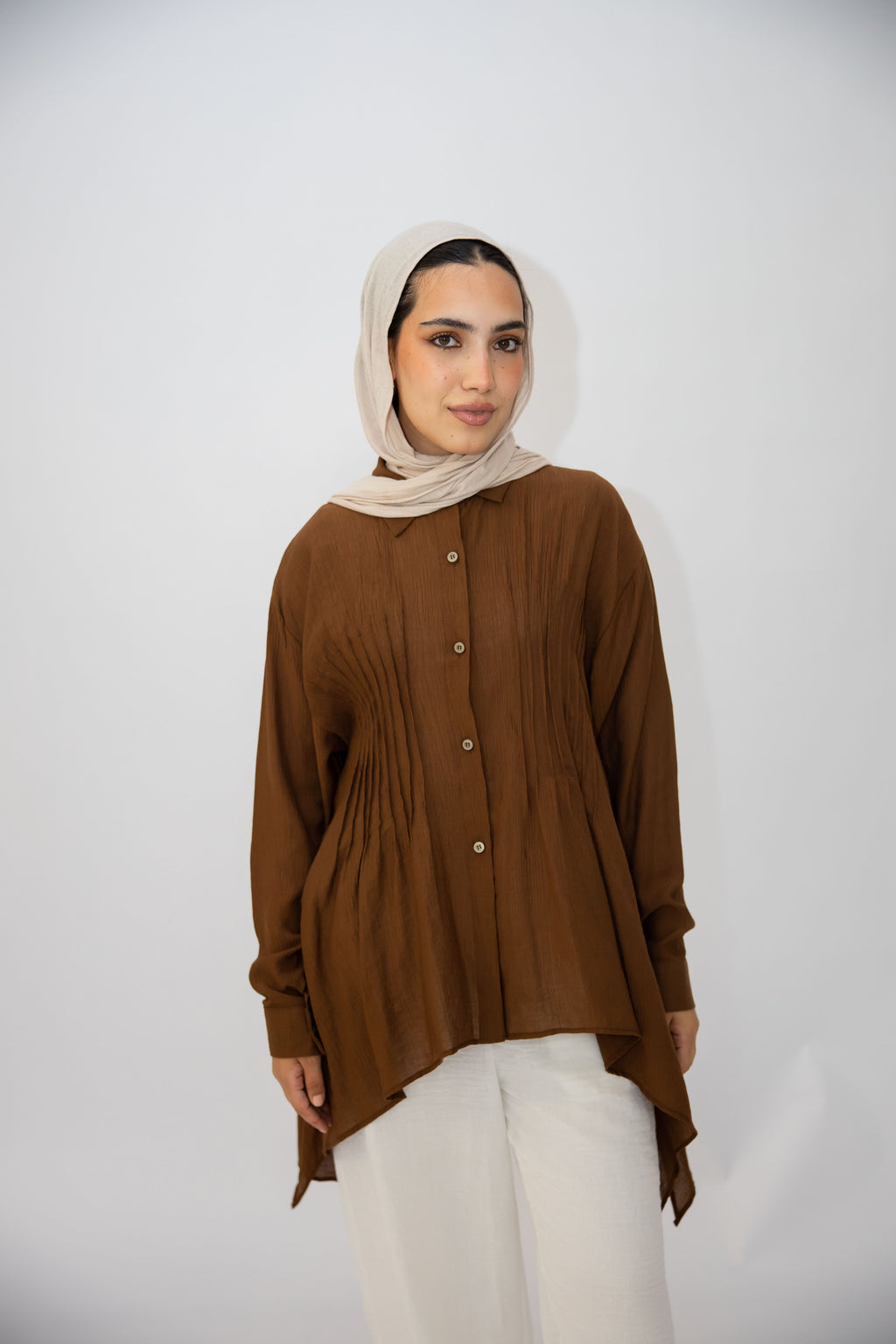 Pleat Lines top in Brown