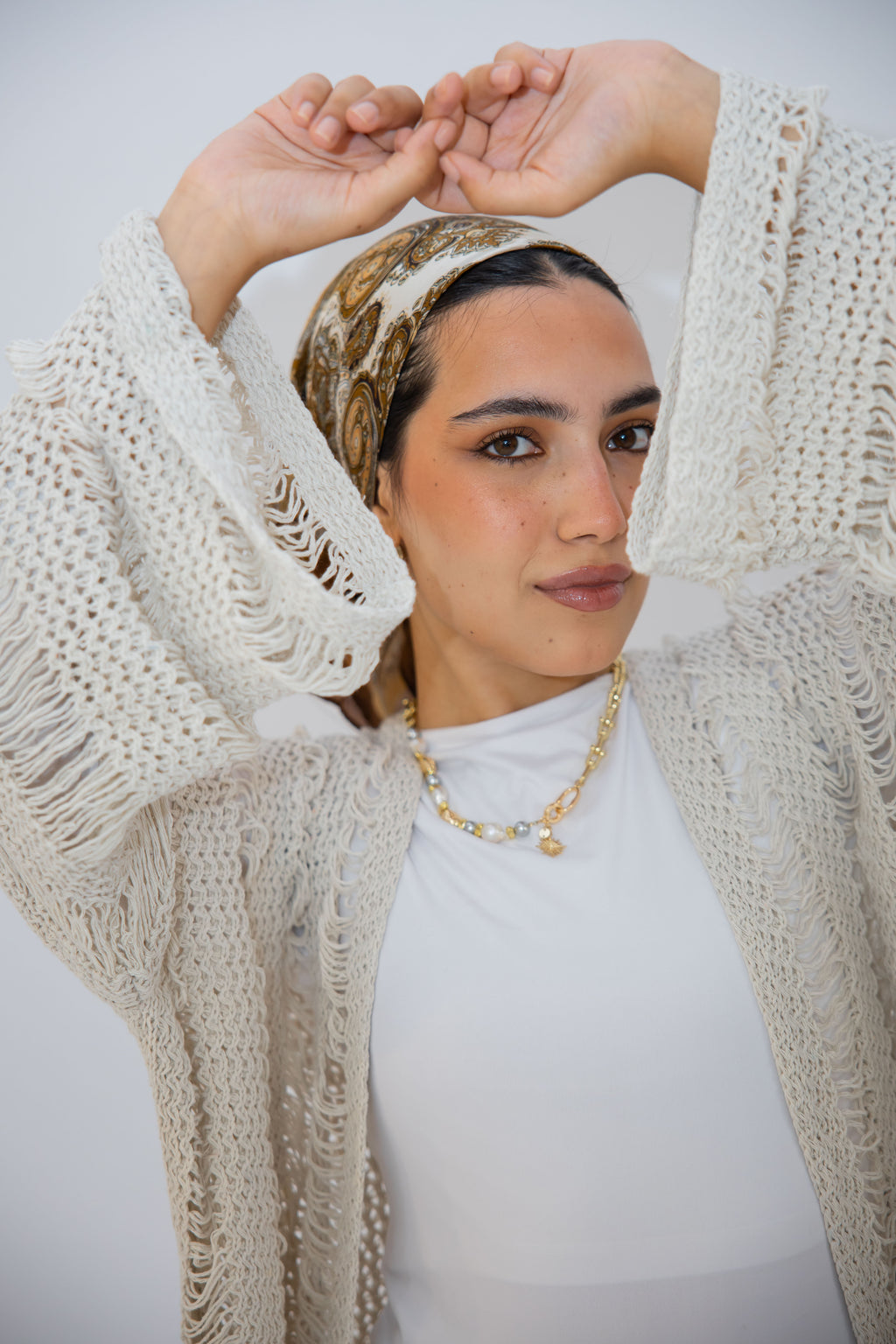 Coastal Crochet Cardigan in Off White