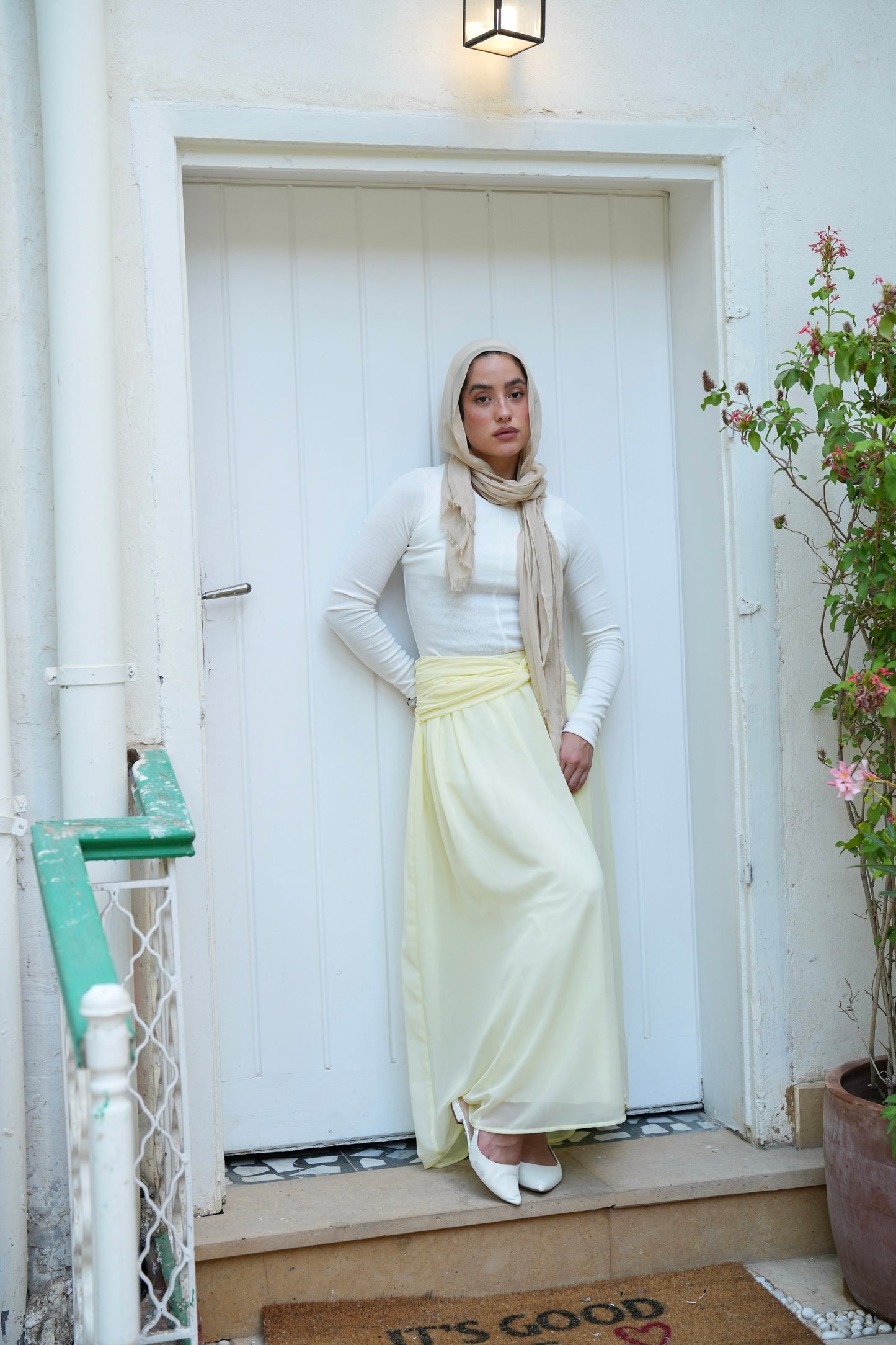 Ruby Twisted Skirt in Butter yellow