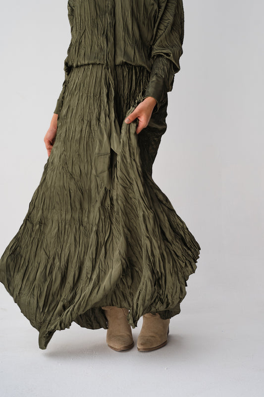 Anne Crushed skirt in Olive
