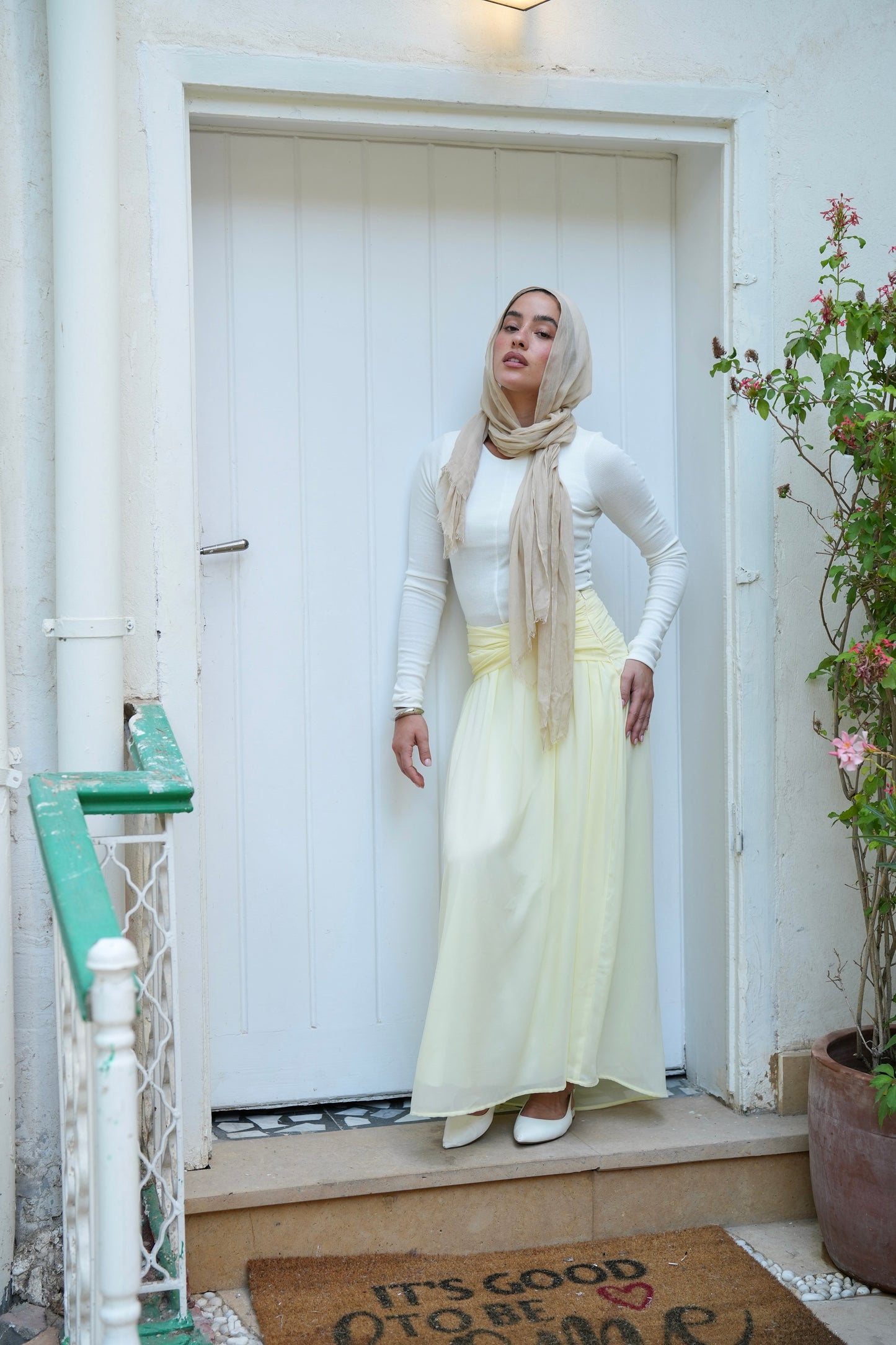 Ruby Twisted Skirt in Butter yellow