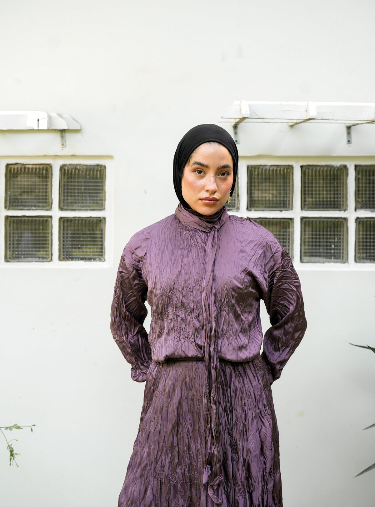 Anne Crushed skirt in Mauve wine