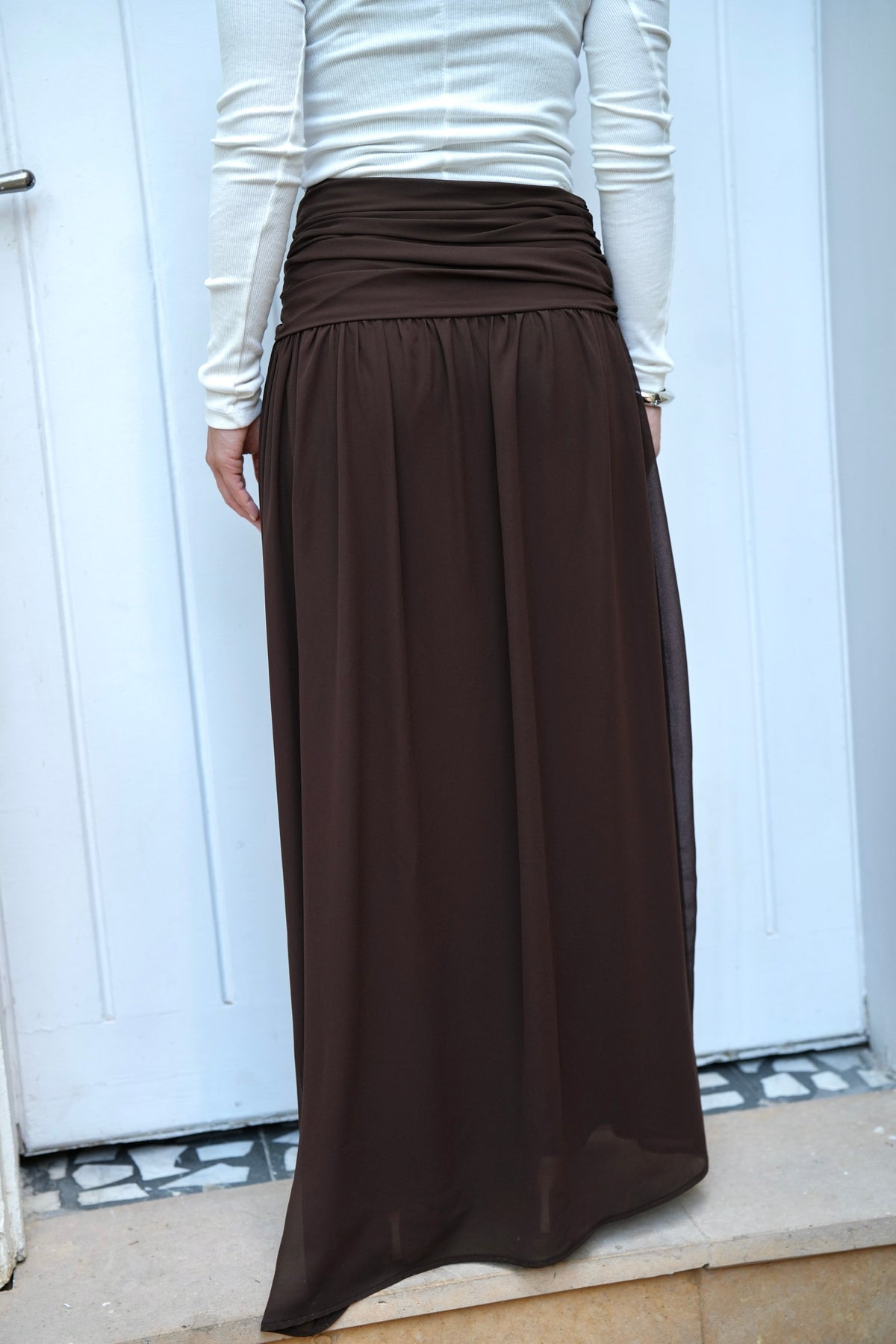 Ruby Twisted Skirt in Brown