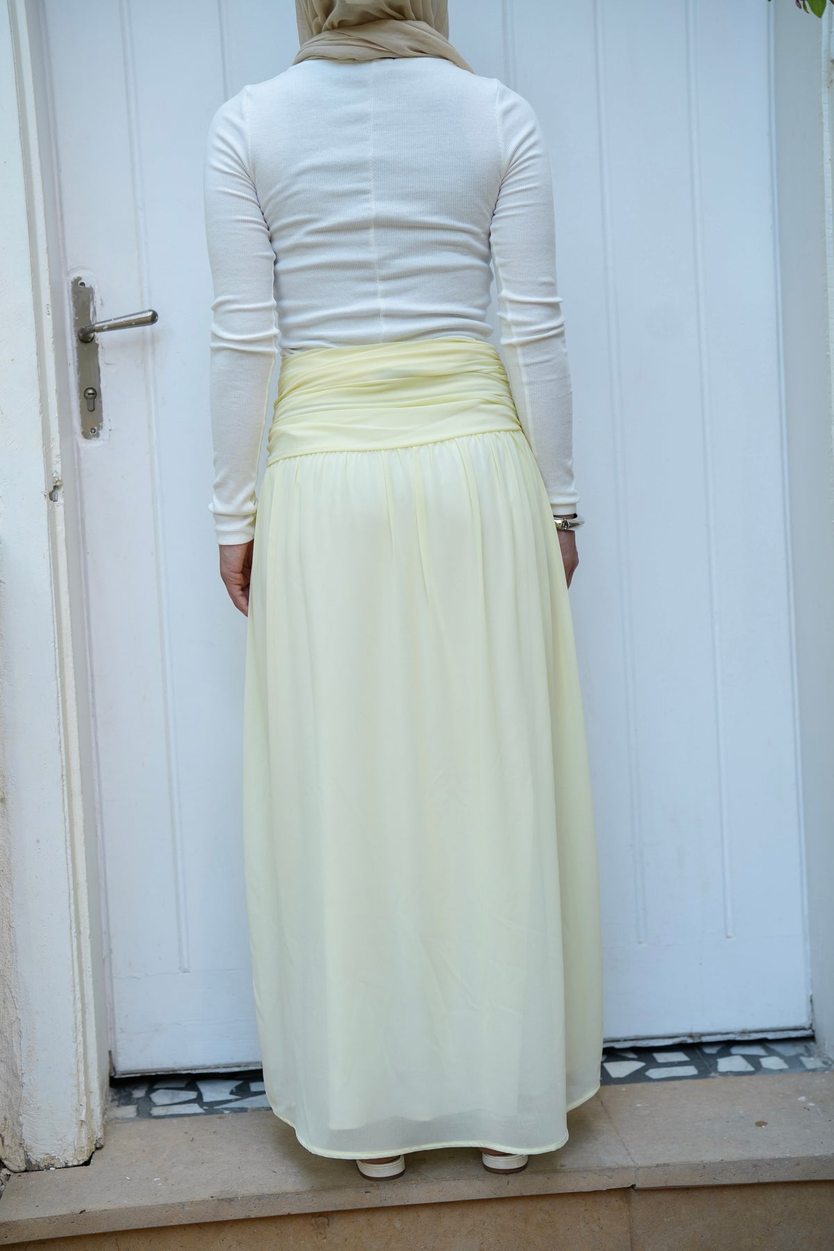 Ruby Twisted Skirt in Butter yellow