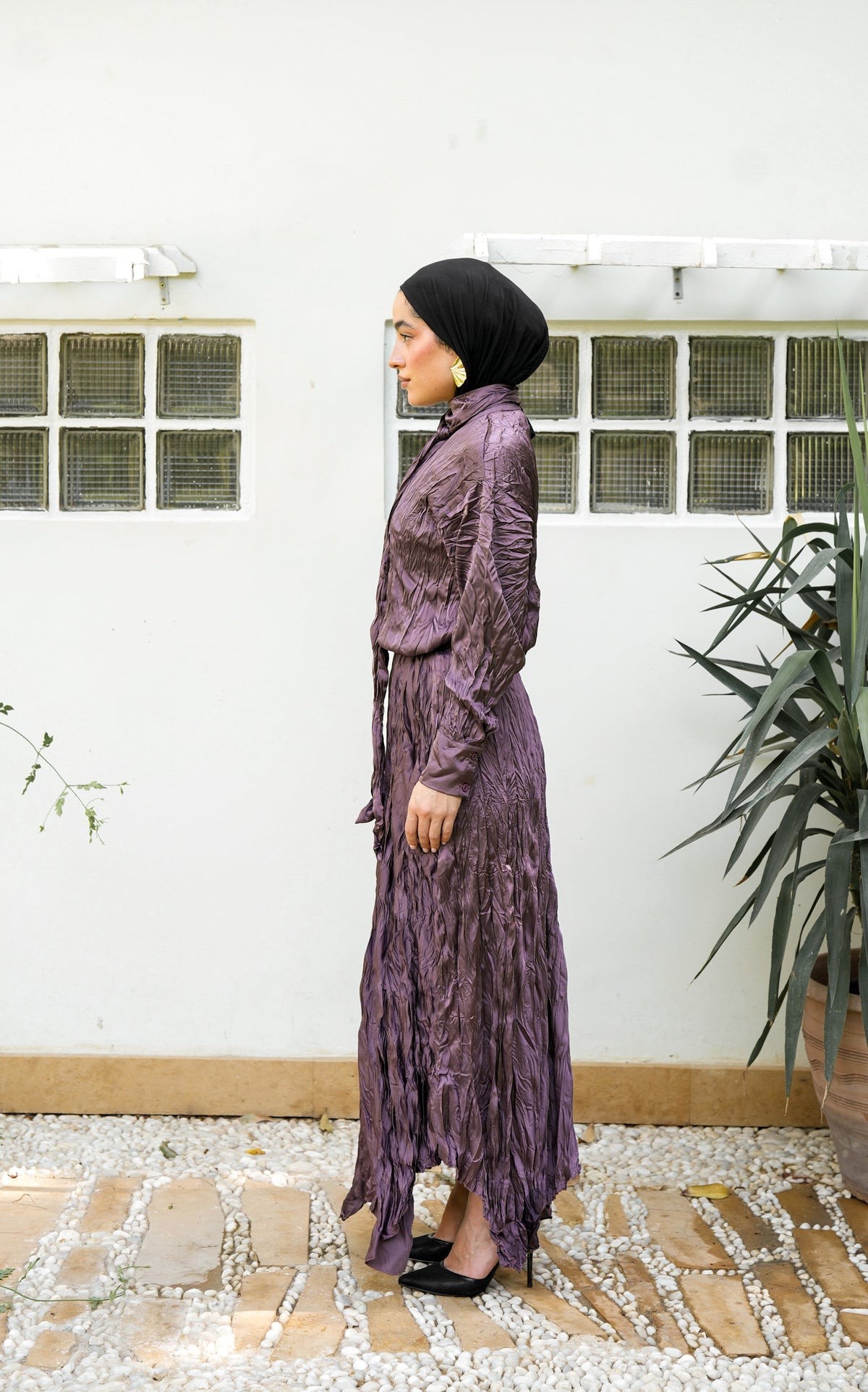 Anne Crushed skirt in Mauve wine