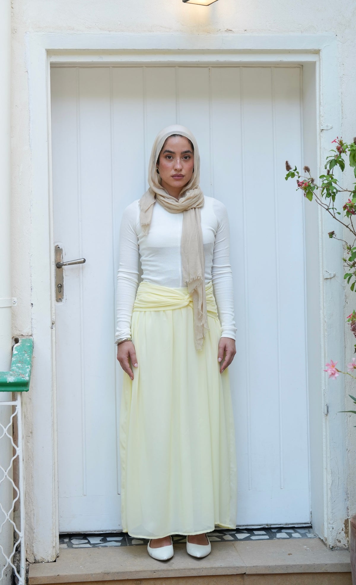 Ruby Twisted Skirt in Butter yellow